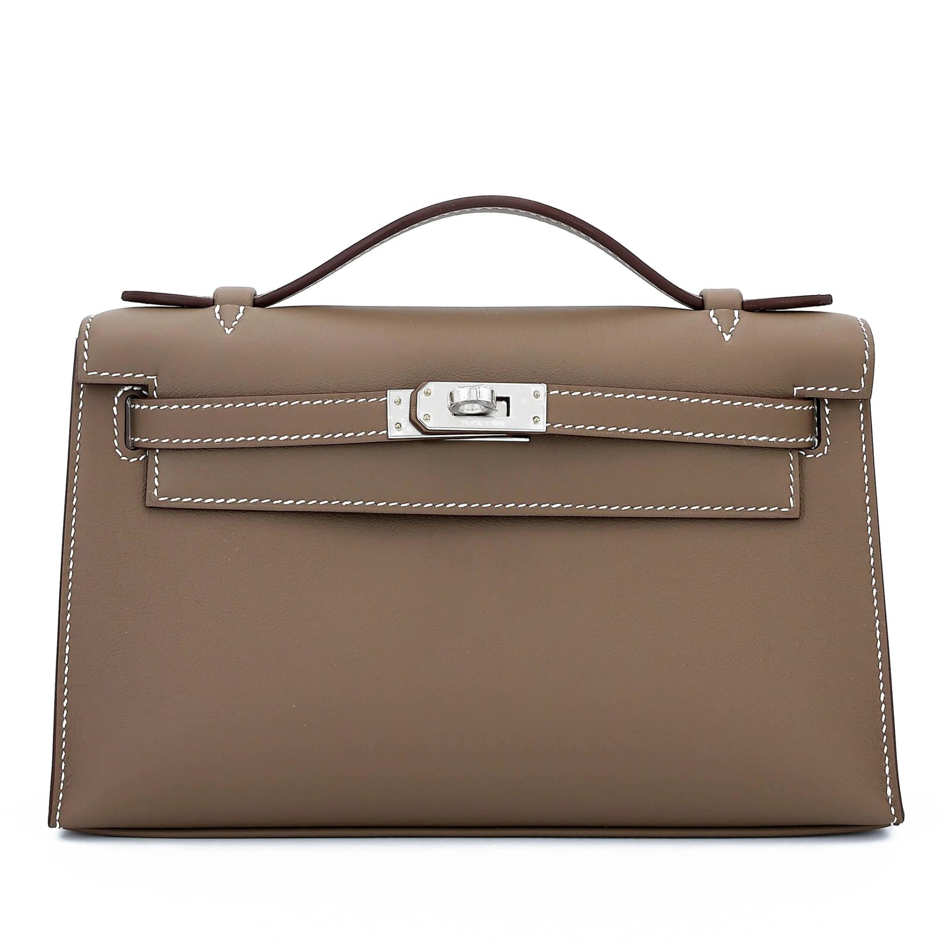 ランク N 新品 HERMÈS エルメス ポシェットケリー エトゥープ (18) スイフト シルバー金具 G刻印 (2026) - 1