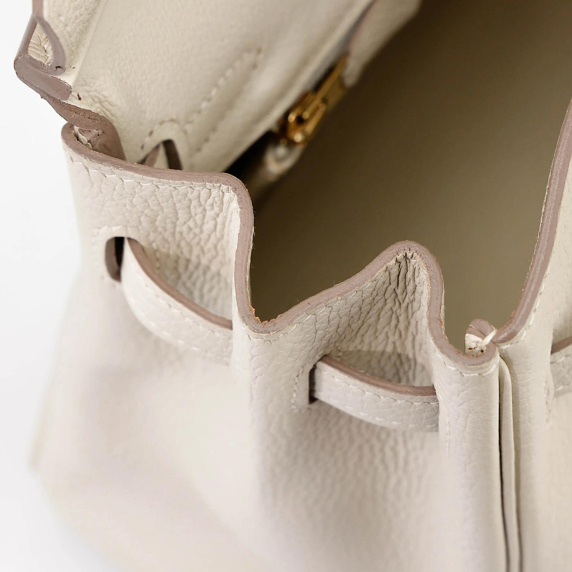 Very Good ( Rank A) HERMÈS Birkin 25 Craie (10) Togo Gold hardware T (2015) - 15