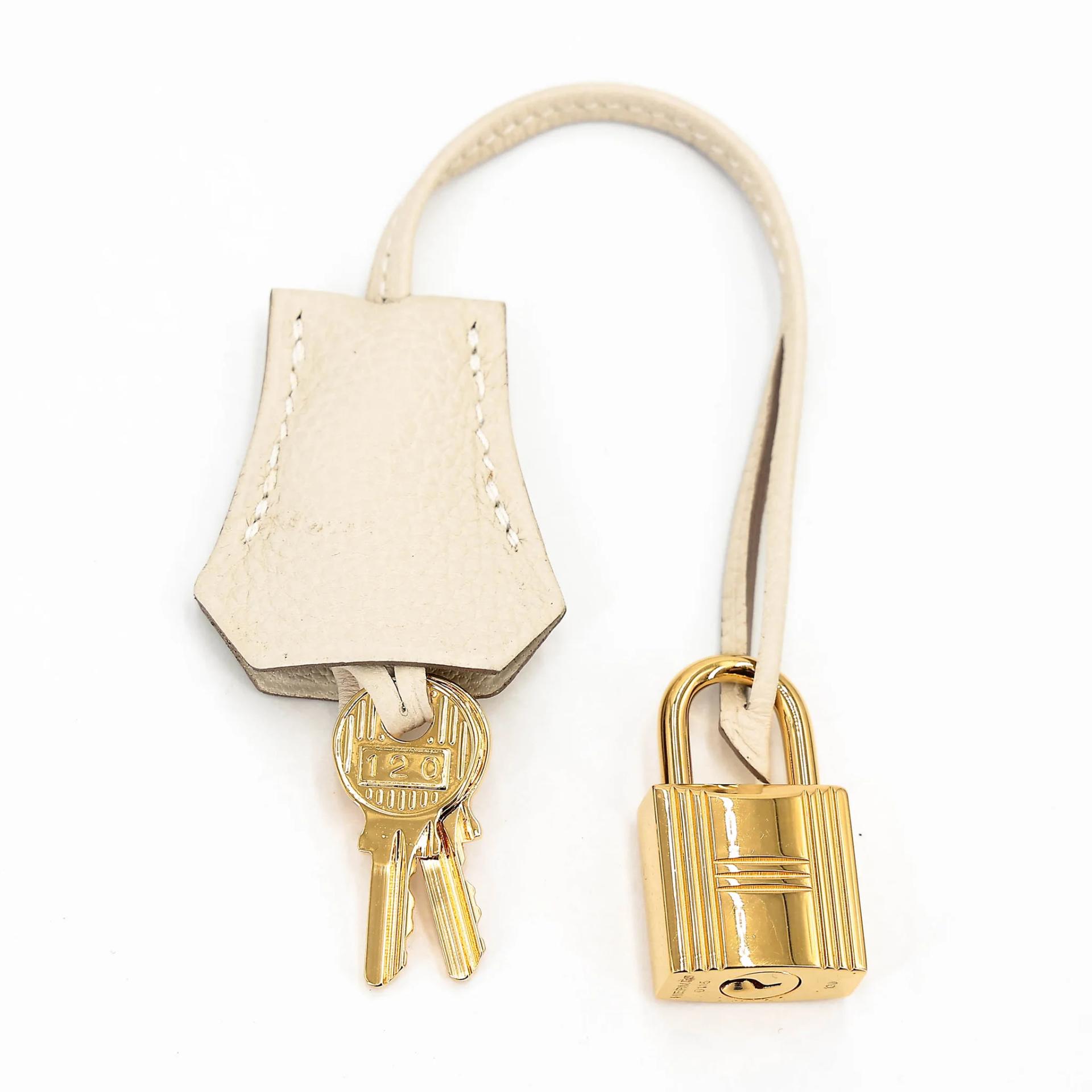 Very Good ( Rank A) HERMÈS Birkin 25 Craie (10) Togo Gold hardware T (2015) - 17