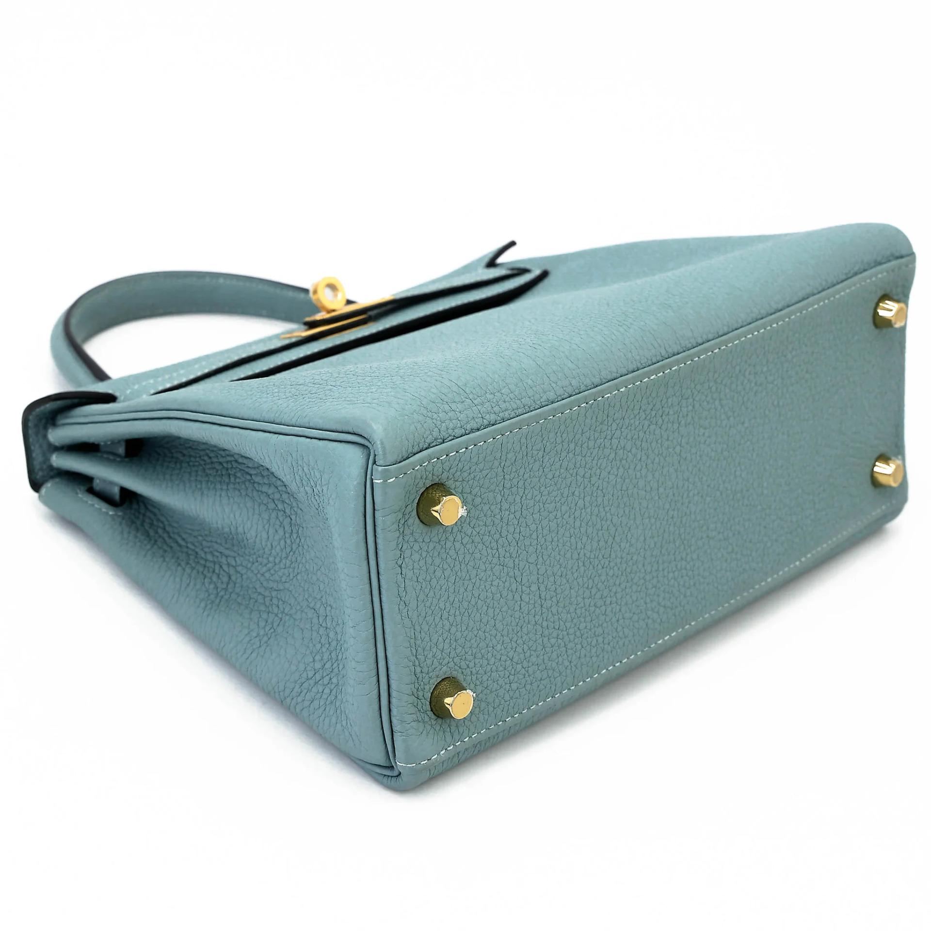 Excellent ( Rank SA ) HERMÈS Kelly 25 Ciel (7G) Togo Gold hardware Y (2020) - 5