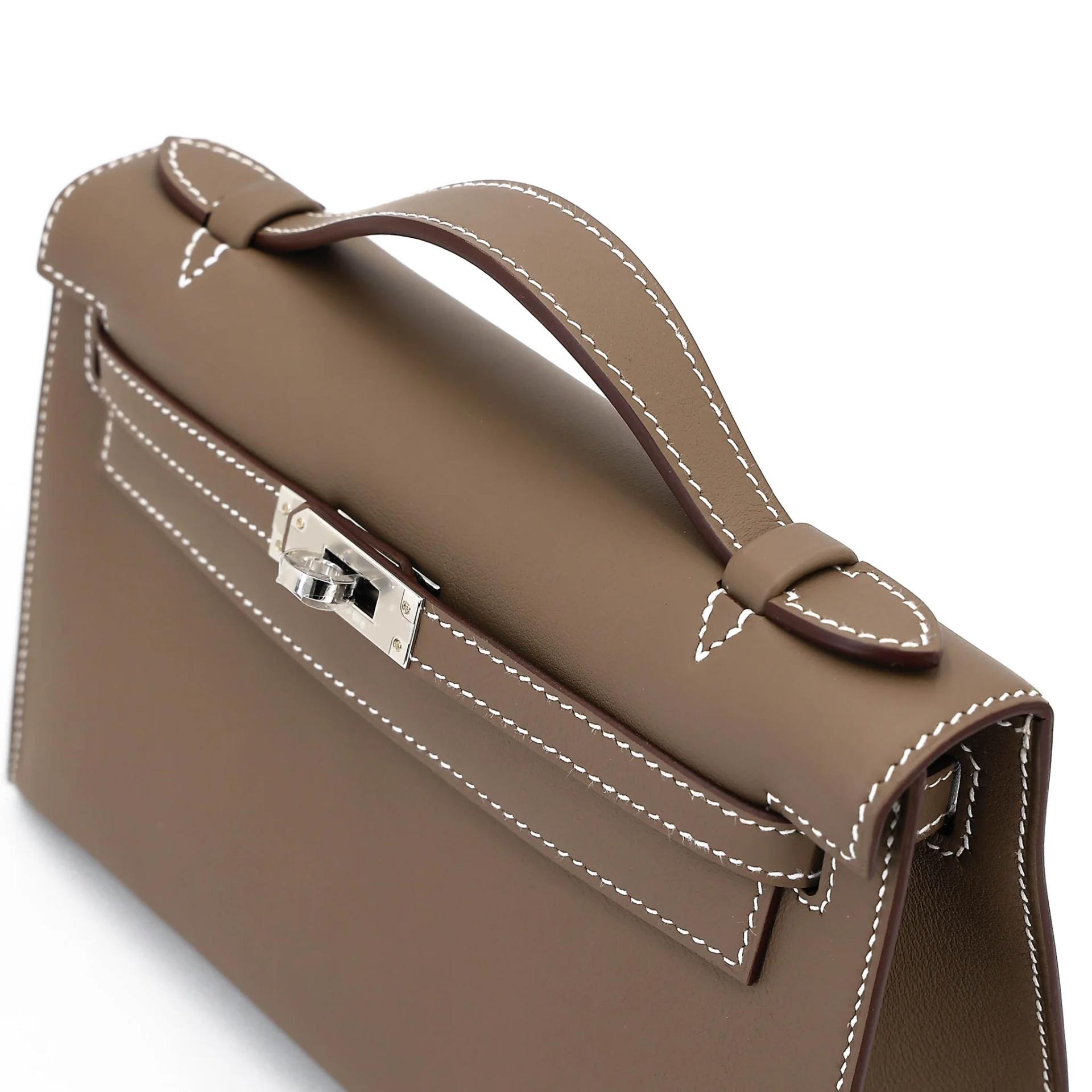 ランク N 新品 HERMÈS エルメス ポシェットケリー エトゥープ (18) スイフト シルバー金具 G刻印 (2026) - 3