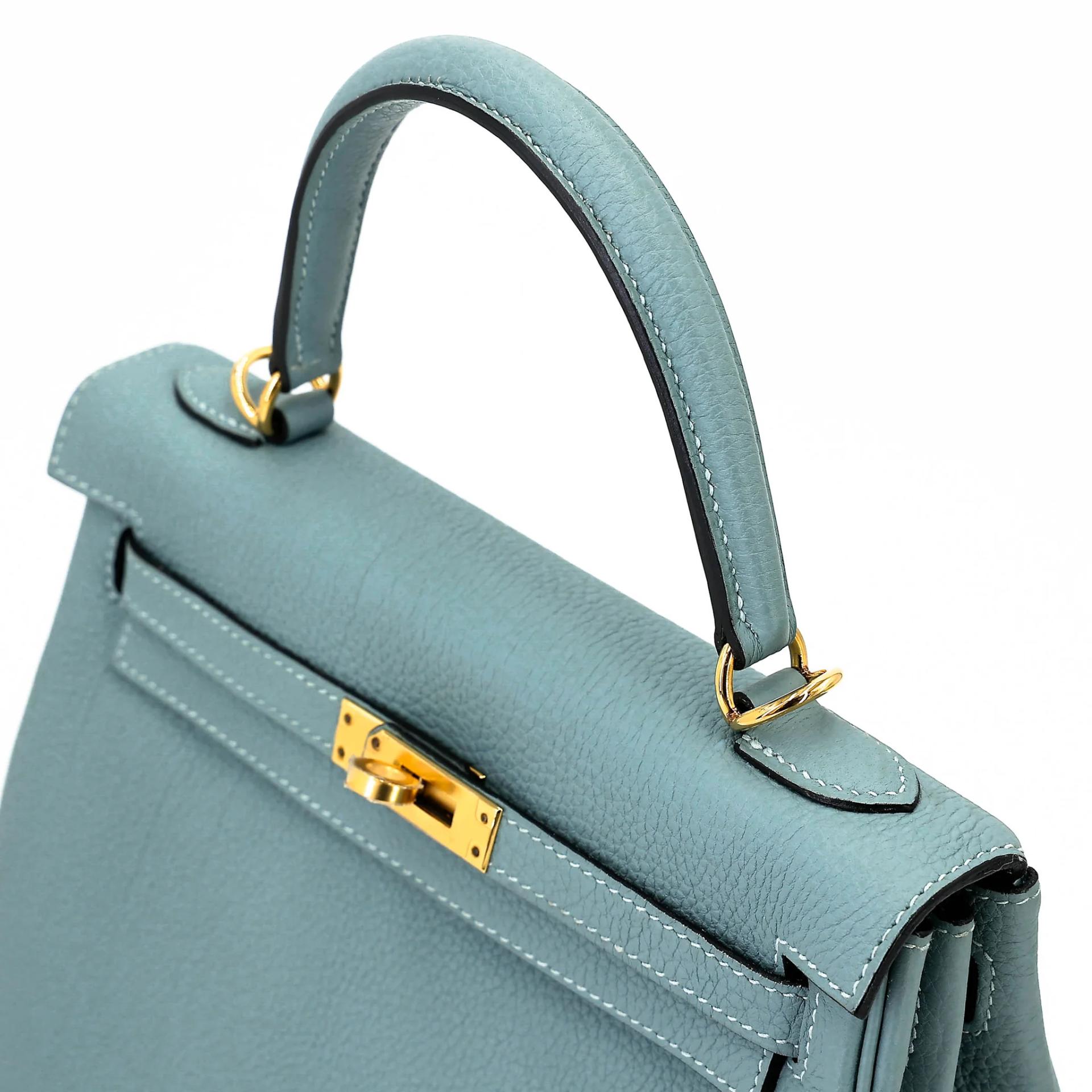 Excellent ( Rank SA ) HERMÈS Kelly 25 Ciel (7G) Togo Gold hardware Y (2020) - 3