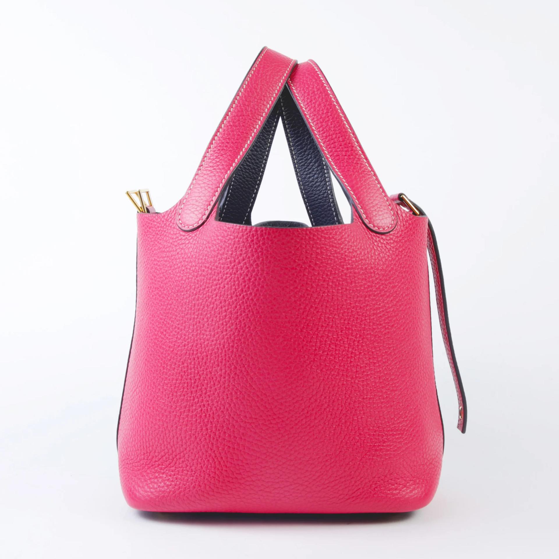 A美品 HERMÈS 愛馬仕 Picotin 菜籃子 PM 18 Casaque 2Z 午夜藍 Bleu Nuit I6 極致粉 Rose Extreme Clemence小牛皮 金扣 Y刻 2020年 - 3