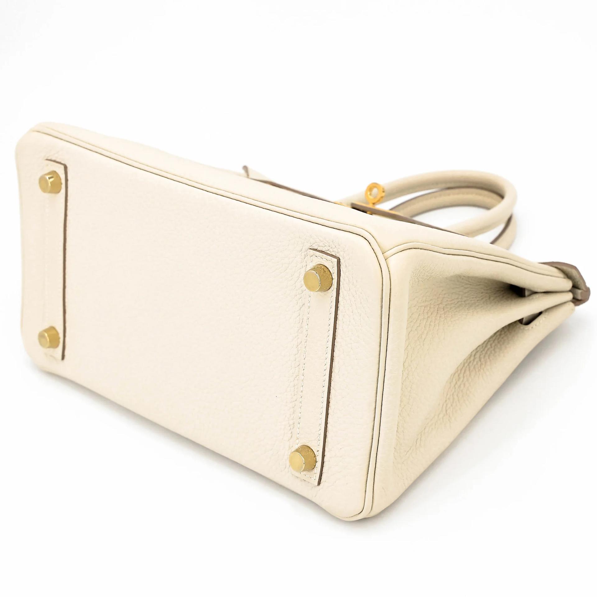 Very Good ( Rank A) HERMÈS Birkin 25 Craie (10) Togo Gold hardware T (2015) - 4