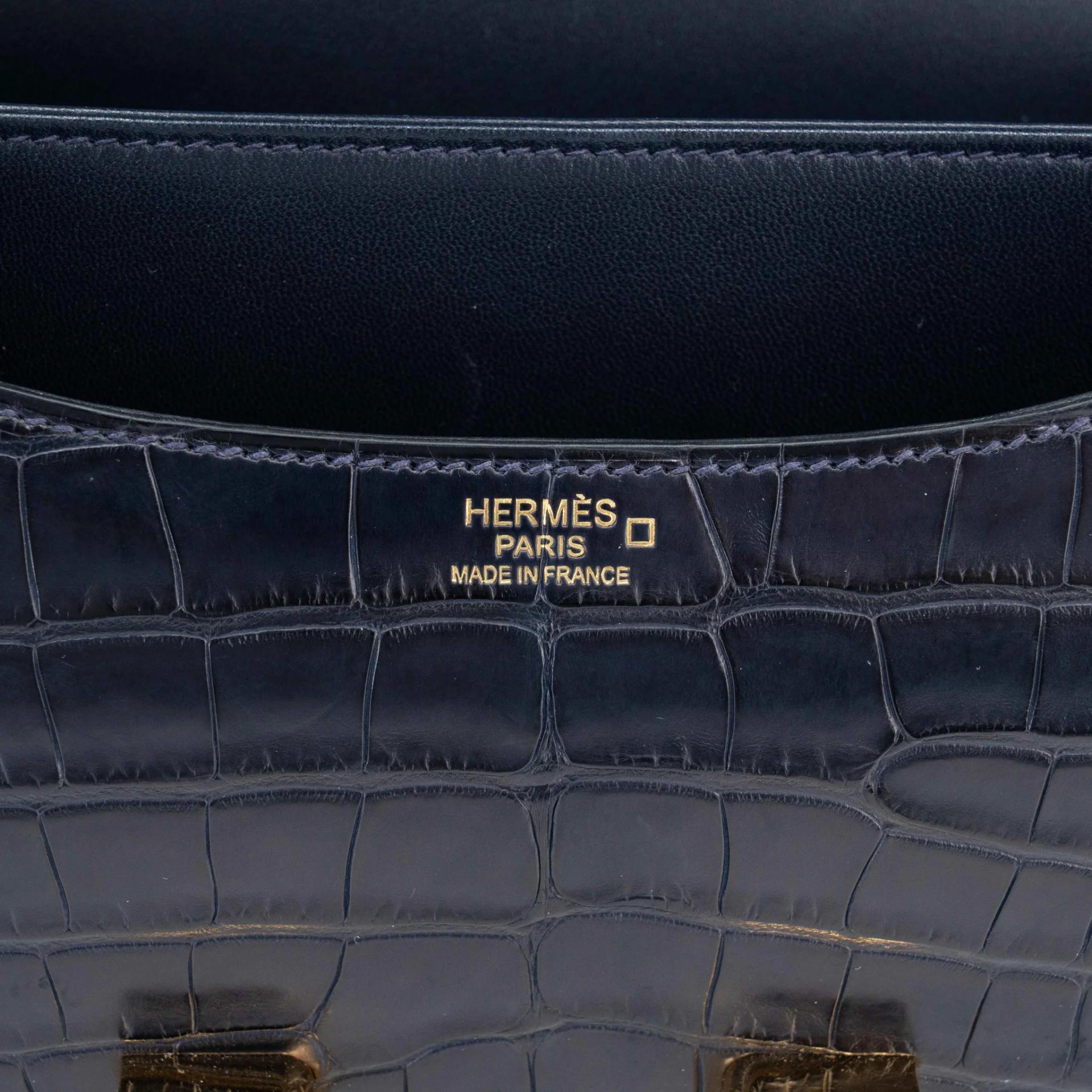 ランク A HERMÈS エルメス コンスタンス24 ブルーインディゴ (76) クロコダイル アリゲーター マット ゴールド金具 X刻印 (2016) - 14