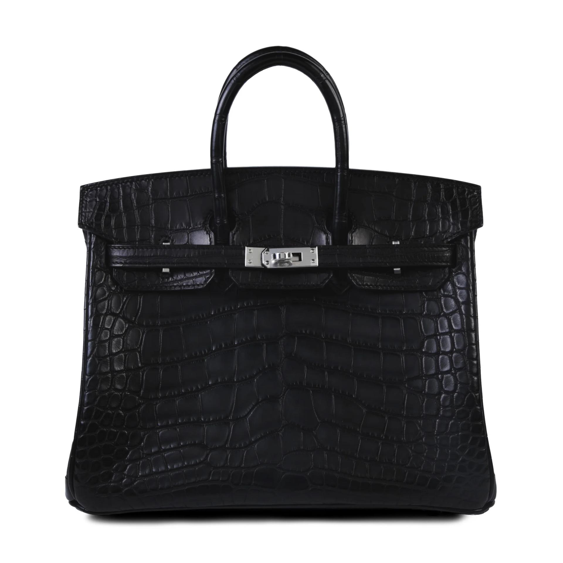 Unused ( Rank NS ) HERMÈS Birkin 25 Noir (89) Matte Alligator Palladium hardware K (2025) - 1