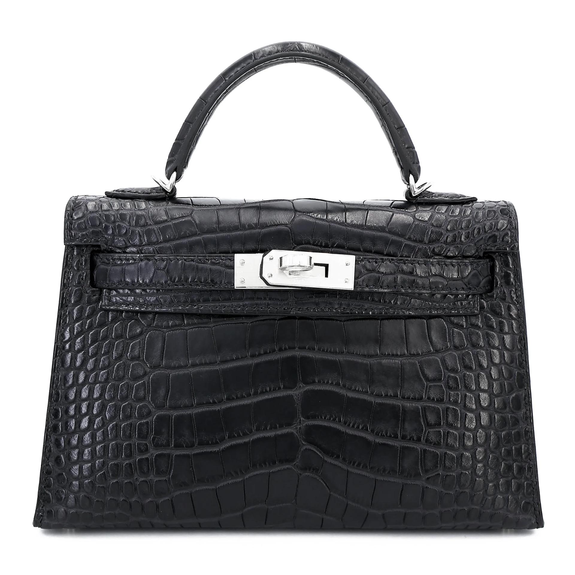 ランク N 新品 HERMÈS エルメス ミニケリー2 ブラック (89) クロコダイル アリゲーター マット シルバー金具 K刻印 (2025) - 1