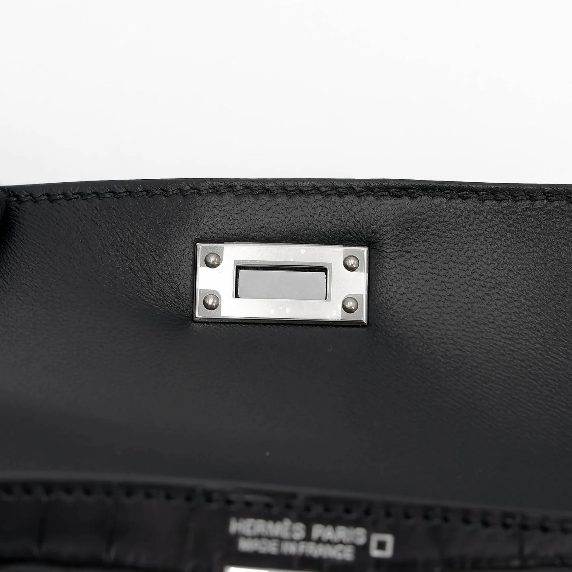 ランク N 新品 HERMÈS エルメス ミニケリー2 ブラック (89) クロコダイル アリゲーター マット シルバー金具 K刻印 (2025) - 11
