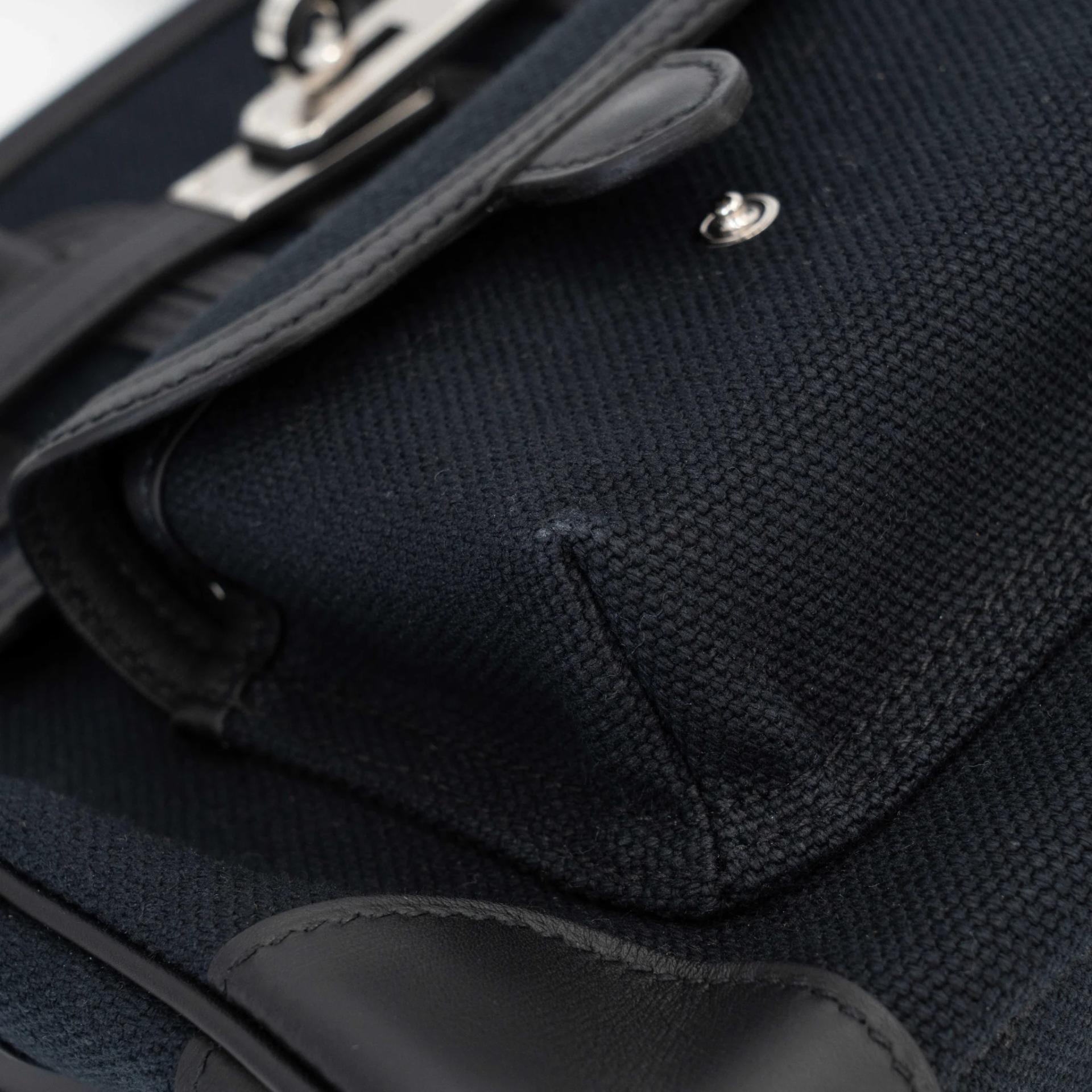 Excellent ( Rank SA ) HERMÈS Limited Edition Birkin 25 Cargo Noir (89) Toile Goeland canvas Swift Palladium hardware U (2022) - 13