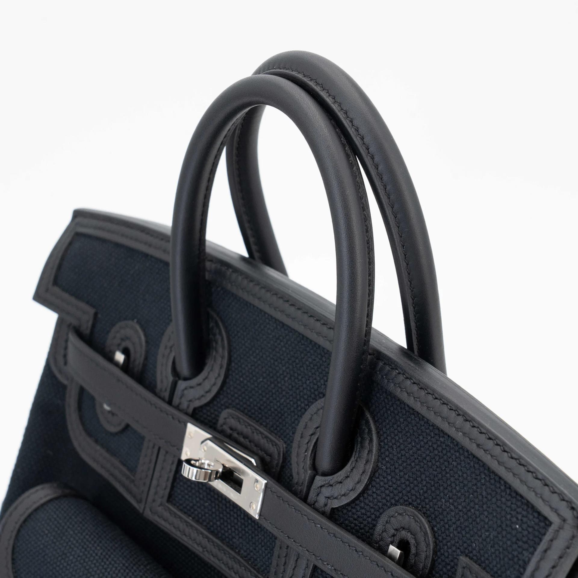 Excellent ( Rank SA ) HERMÈS Limited Edition Birkin 25 Cargo Noir (89) Toile Goeland canvas Swift Palladium hardware U (2022) - 4