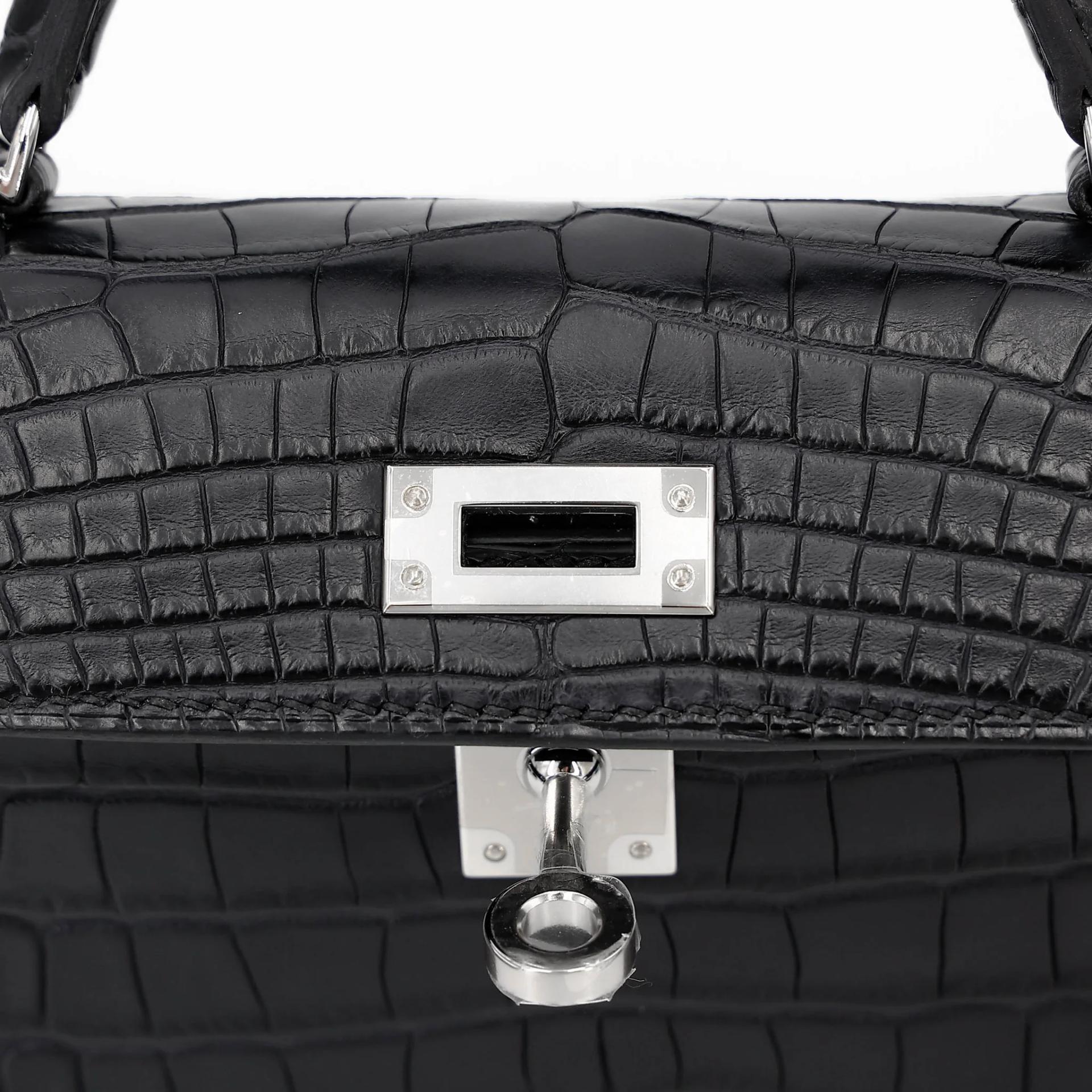 ランク N 新品 HERMÈS エルメス ミニケリー2 ブラック (89) クロコダイル アリゲーター マット シルバー金具 K刻印 (2025) - 10