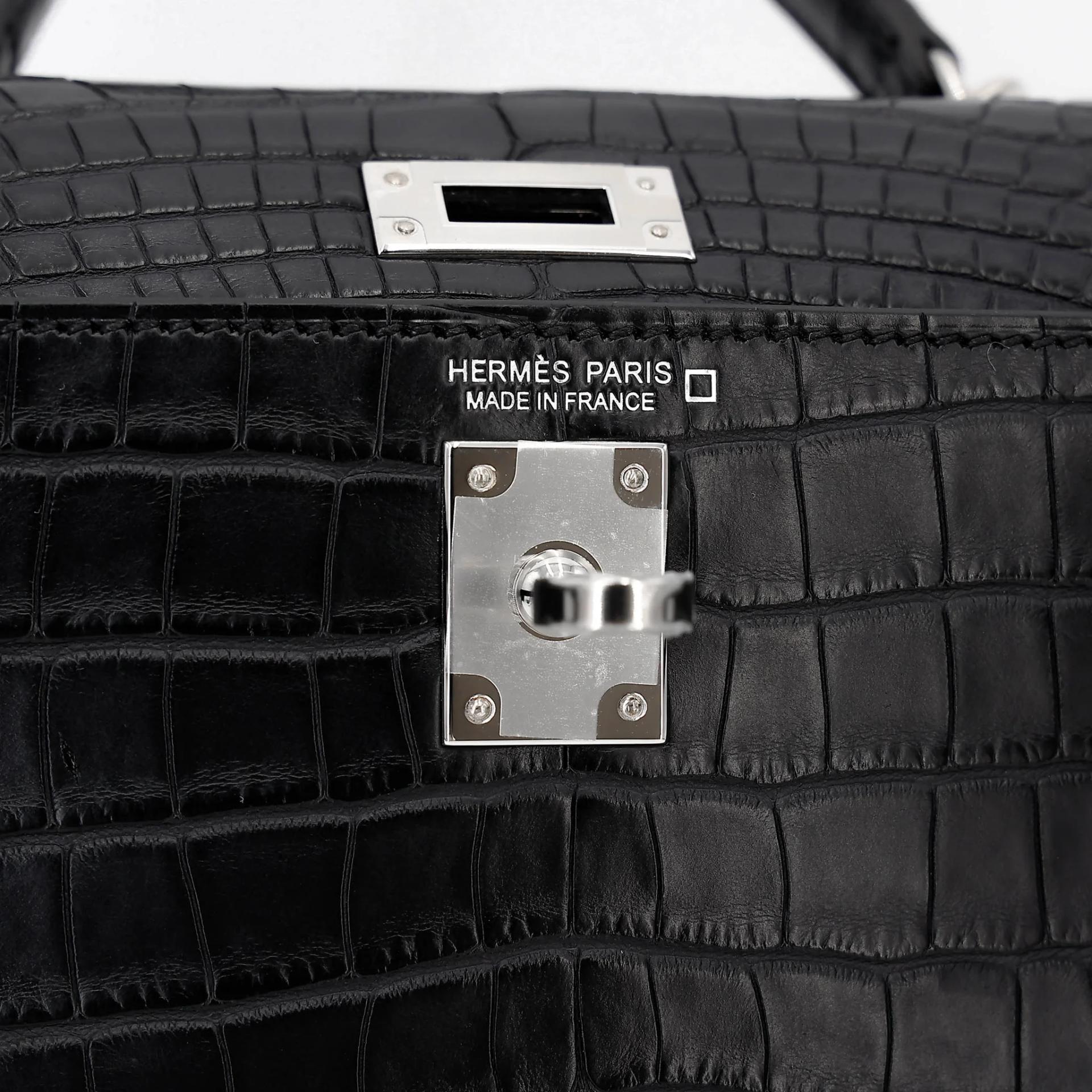 ランク N 新品 HERMÈS エルメス ミニケリー2 ブラック (89) クロコダイル アリゲーター マット シルバー金具 K刻印 (2025) - 13