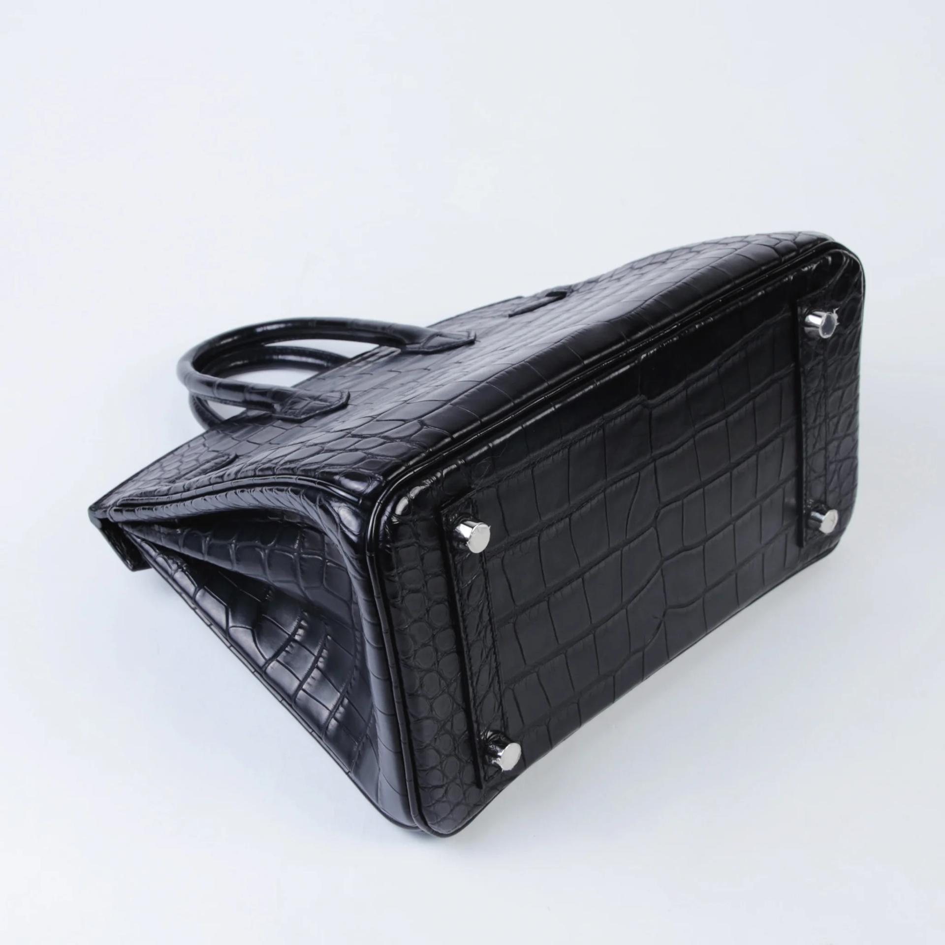 Unused ( Rank NS ) HERMÈS Birkin 25 Noir (89) Matte Alligator Palladium hardware K (2025) - 6