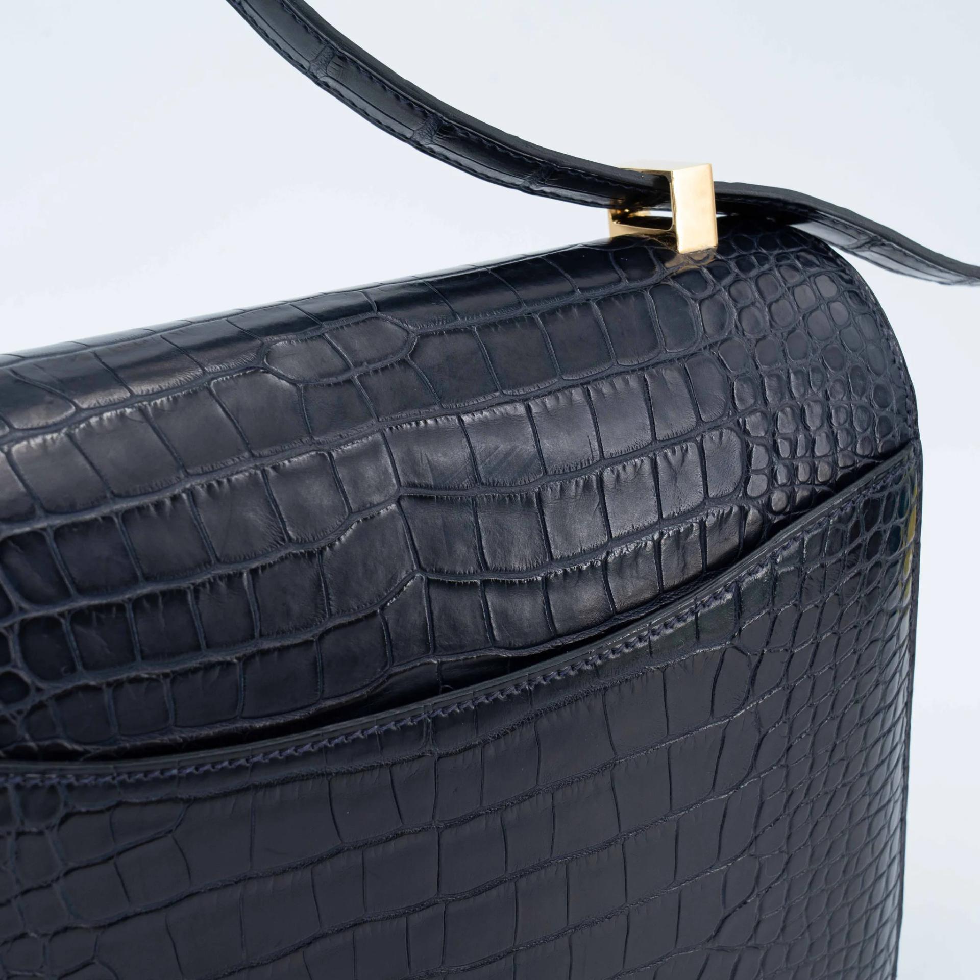 ランク A HERMÈS エルメス コンスタンス24 ブルーインディゴ (76) クロコダイル アリゲーター マット ゴールド金具 X刻印 (2016) - 10