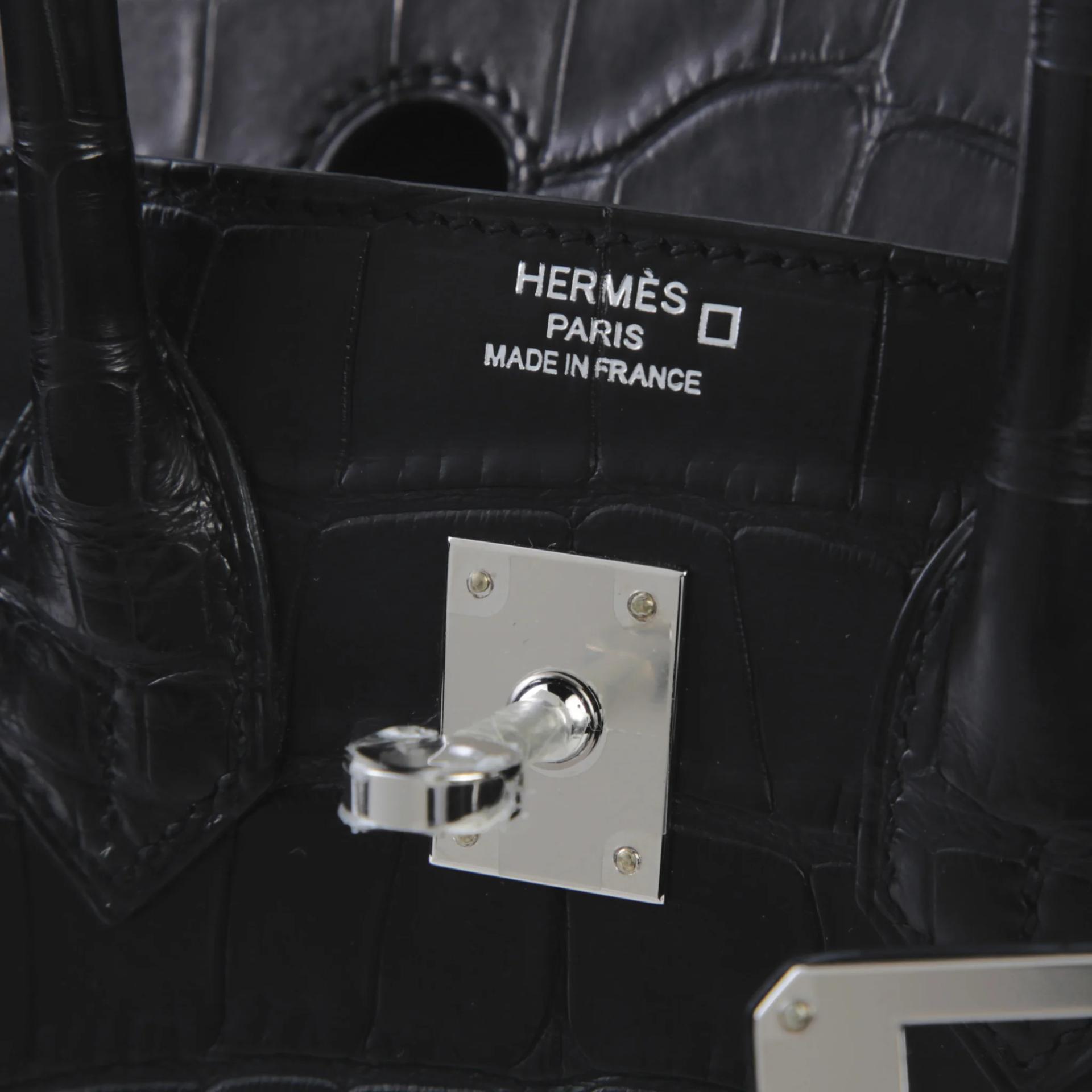 Unused ( Rank NS ) HERMÈS Birkin 25 Noir (89) Matte Alligator Palladium hardware K (2025) - 9