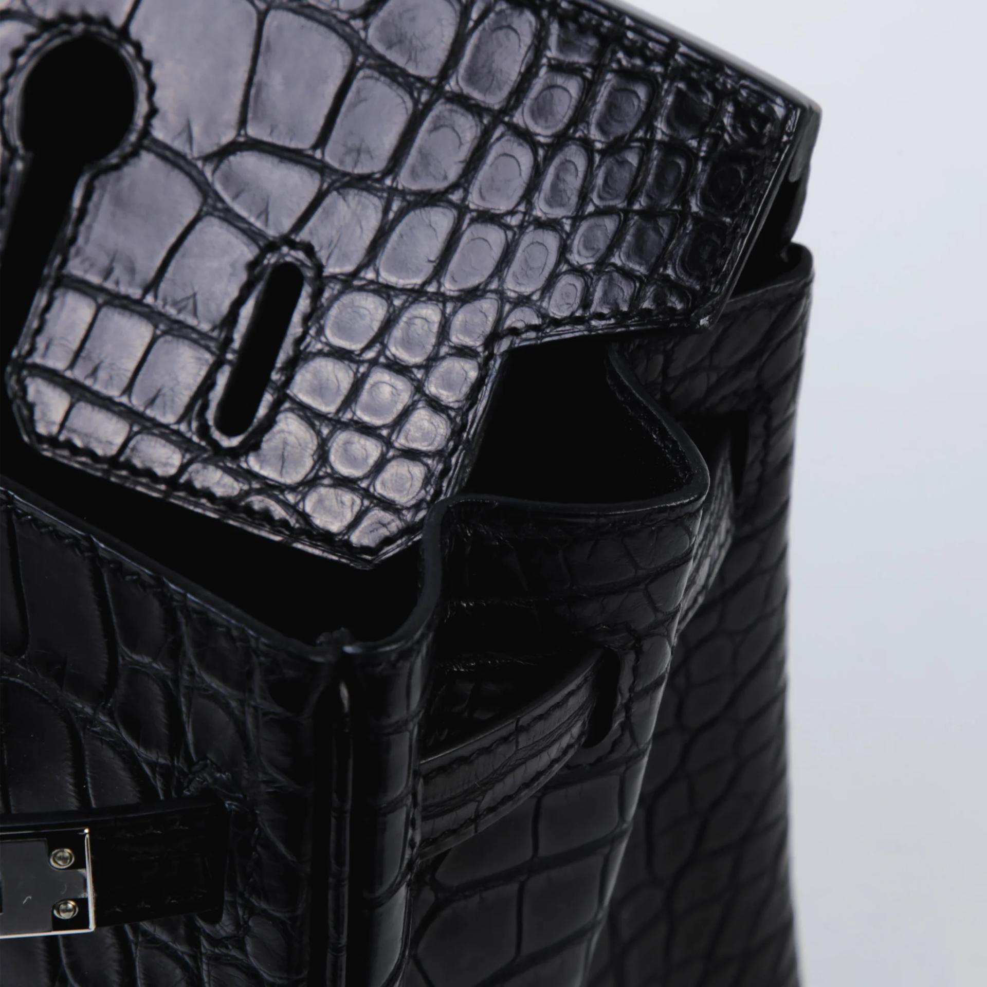 Unused ( Rank NS ) HERMÈS Birkin 25 Noir (89) Matte Alligator Palladium hardware K (2025) - 11
