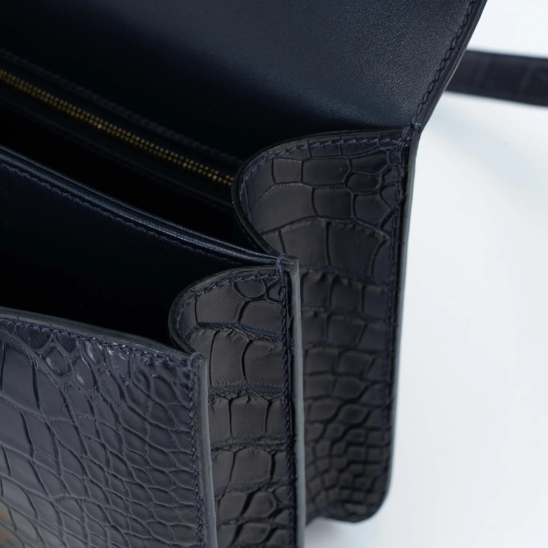 ランク A HERMÈS エルメス コンスタンス24 ブルーインディゴ (76) クロコダイル アリゲーター マット ゴールド金具 X刻印 (2016) - 20