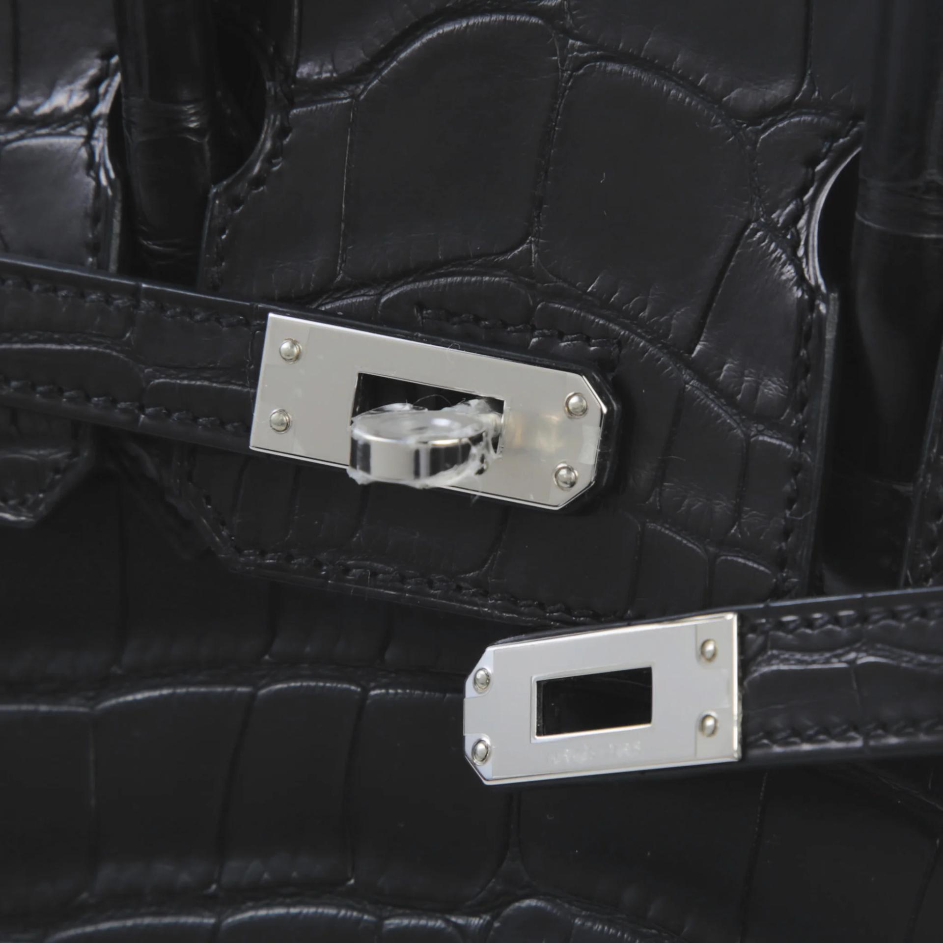 Unused ( Rank NS ) HERMÈS Birkin 25 Noir (89) Matte Alligator Palladium hardware K (2025) - 8