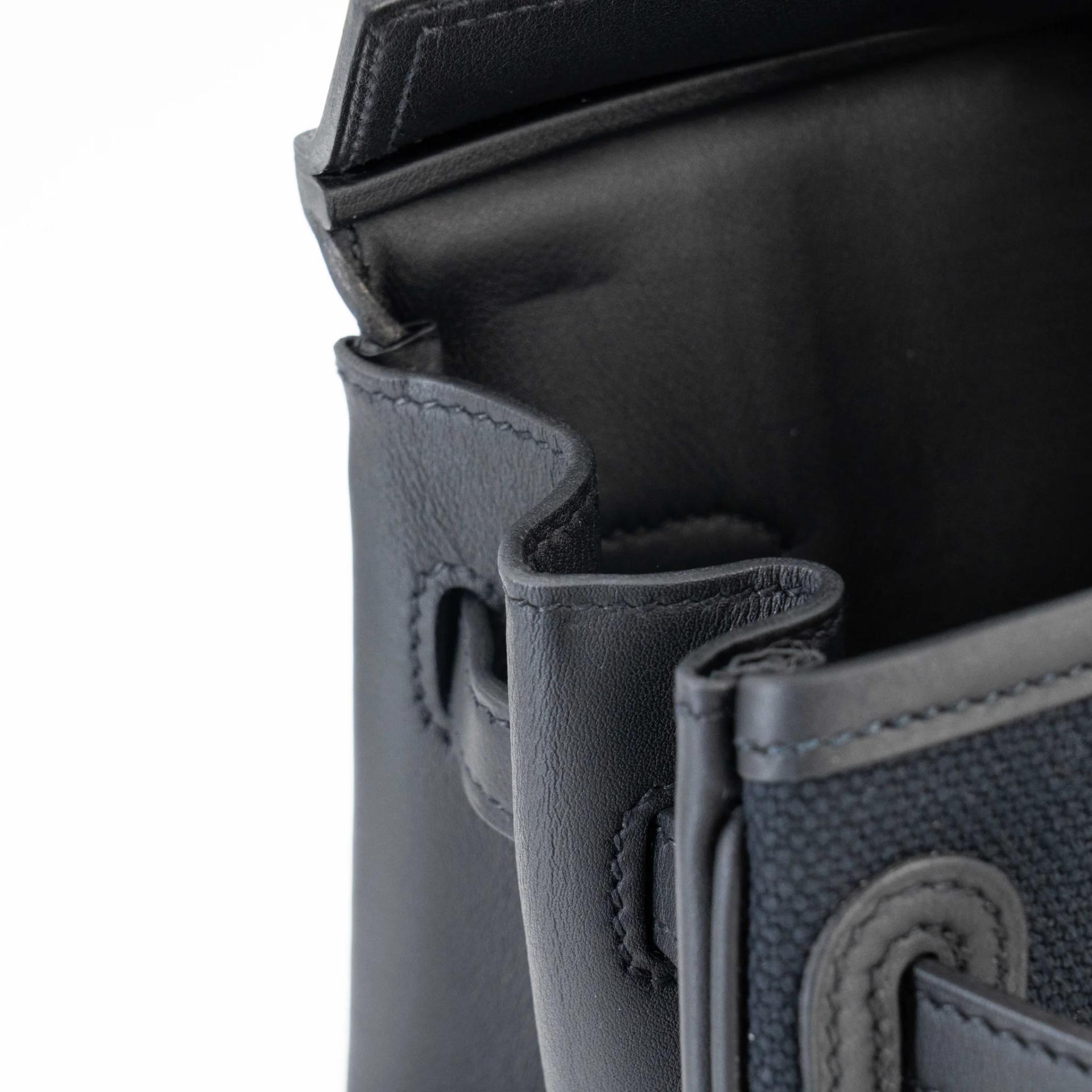 Excellent ( Rank SA ) HERMÈS Limited Edition Birkin 25 Cargo Noir (89) Toile Goeland canvas Swift Palladium hardware U (2022) - 22