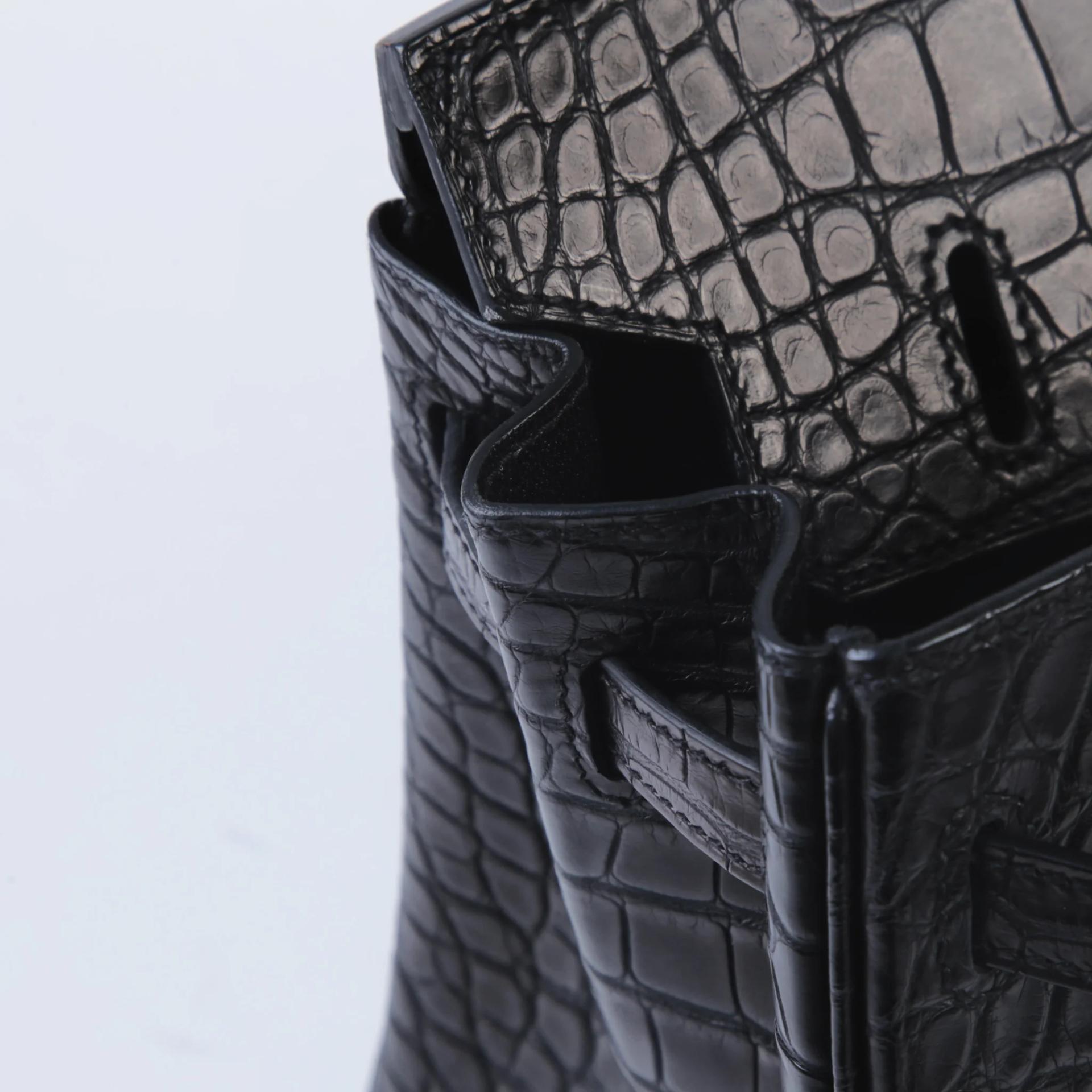 Unused ( Rank NS ) HERMÈS Birkin 25 Noir (89) Matte Alligator Palladium hardware K (2025) - 12