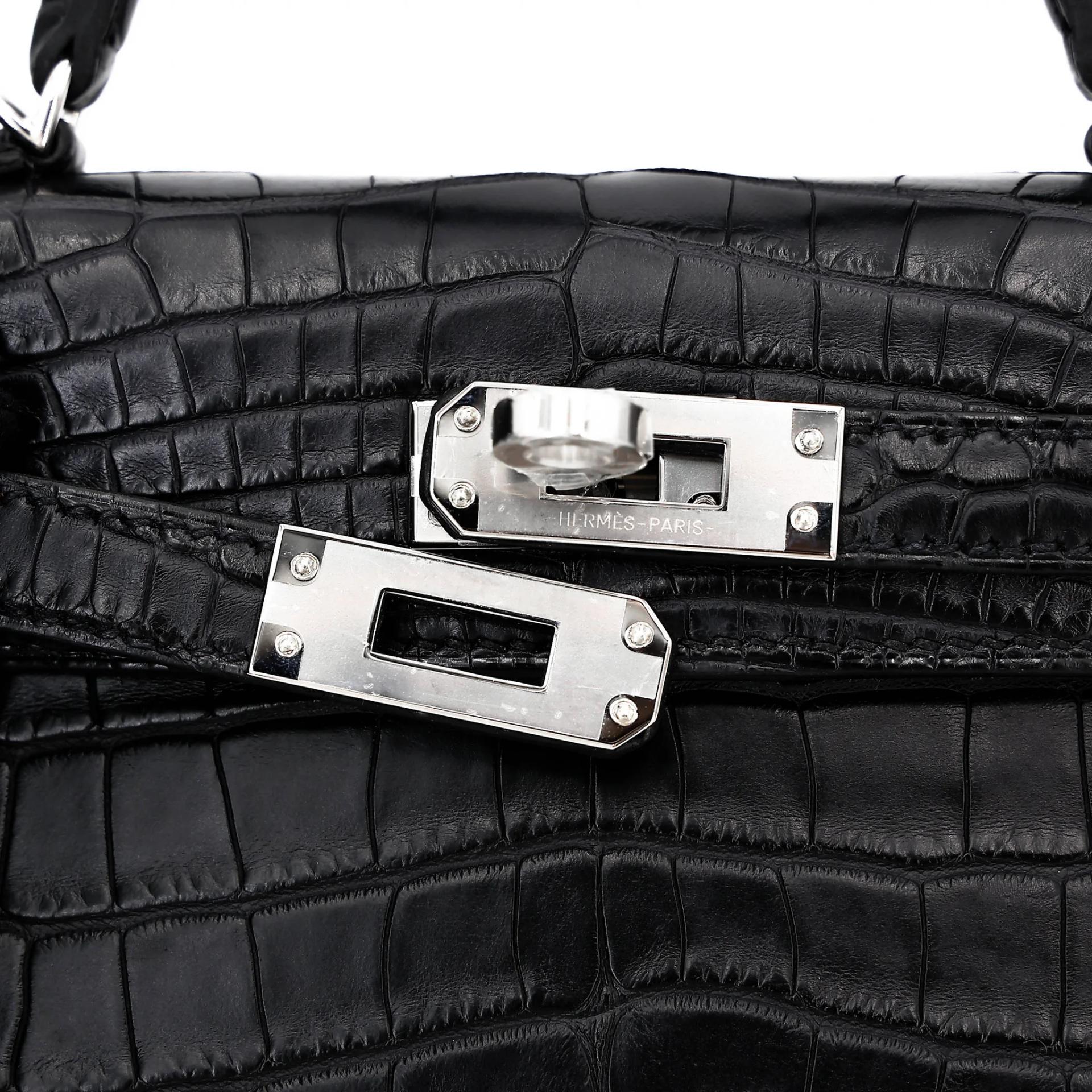 ランク N 新品 HERMÈS エルメス ミニケリー2 ブラック (89) クロコダイル アリゲーター マット シルバー金具 K刻印 (2025) - 8