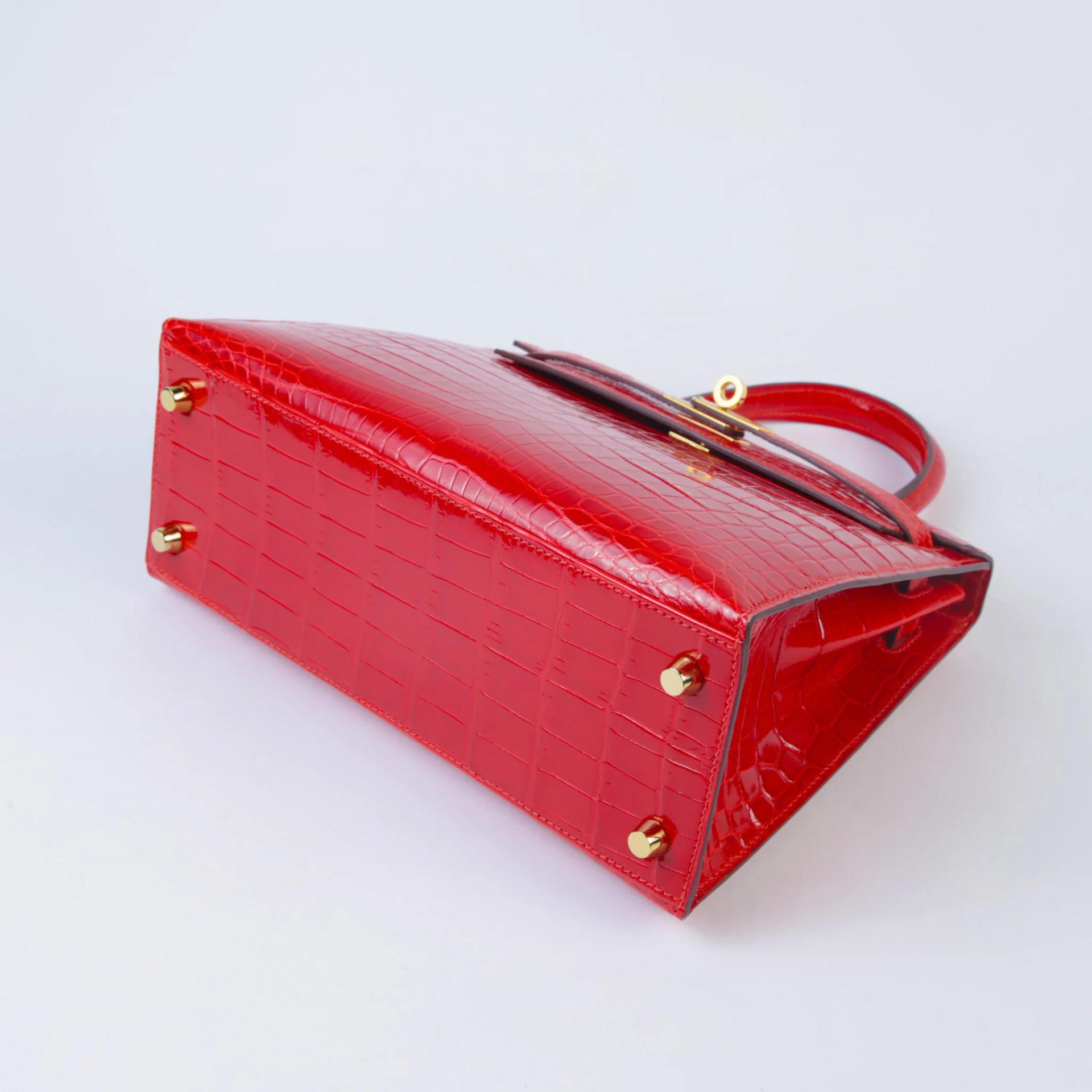 ランク SA HERMÈS エルメス ケリー25 セリエ ゼラニウム (D5) クロコダイル ニロティカス リセ ゴールド金具 U刻印 (2022) - 5