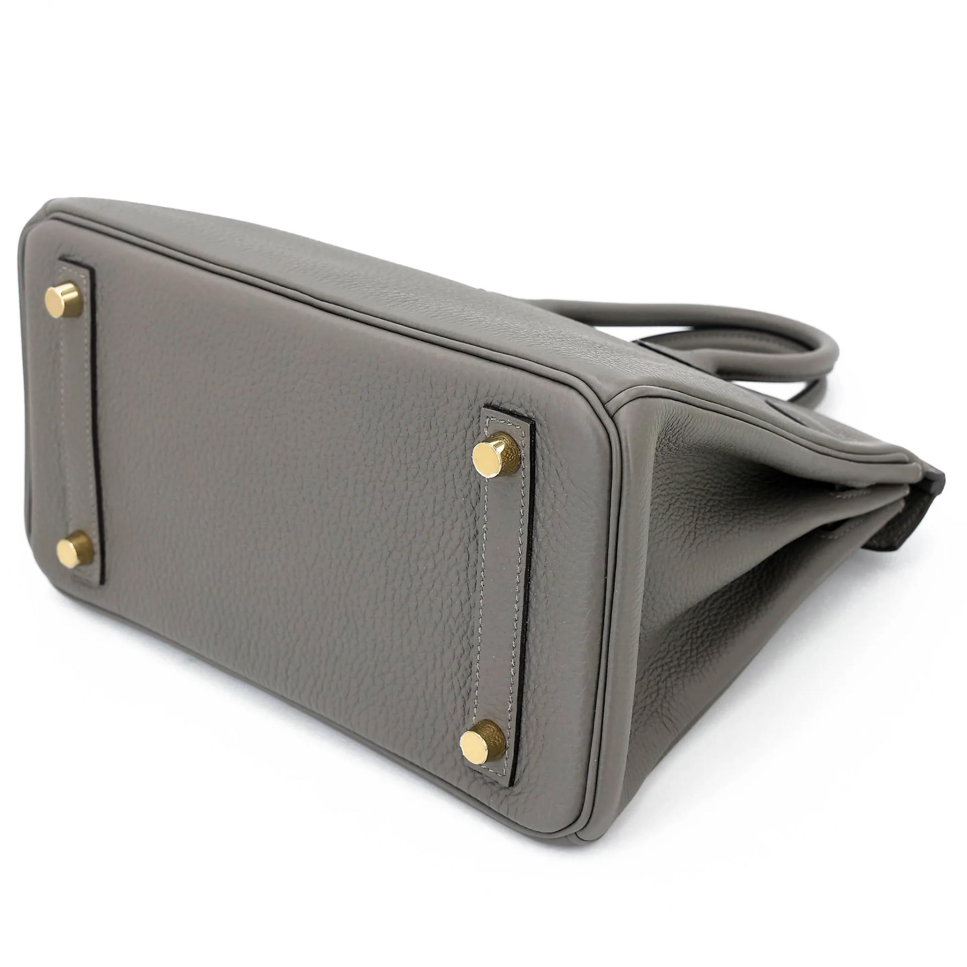 Excellent ( Rank SA ) HERMÈS Birkin 25 Gris Meyer (0L) Togo Gold hardware B (2023) - 6