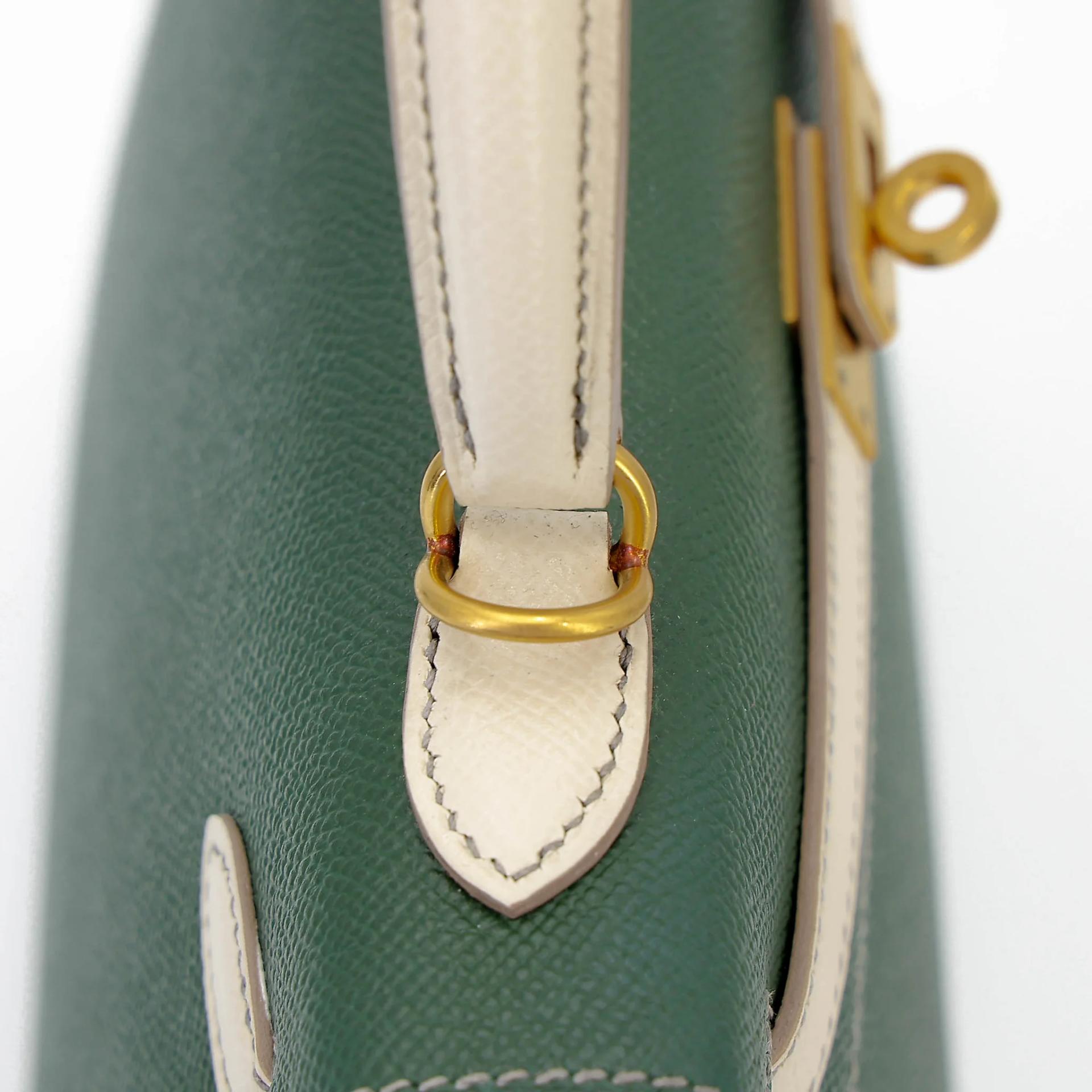 ランク A HERMÈS エルメス スペシャルオーダー ケリー25 セリエ ヴェールアングレ (2Q) クレ (10) エプソン マットゴールド金具 X刻印 (2016) - 16
