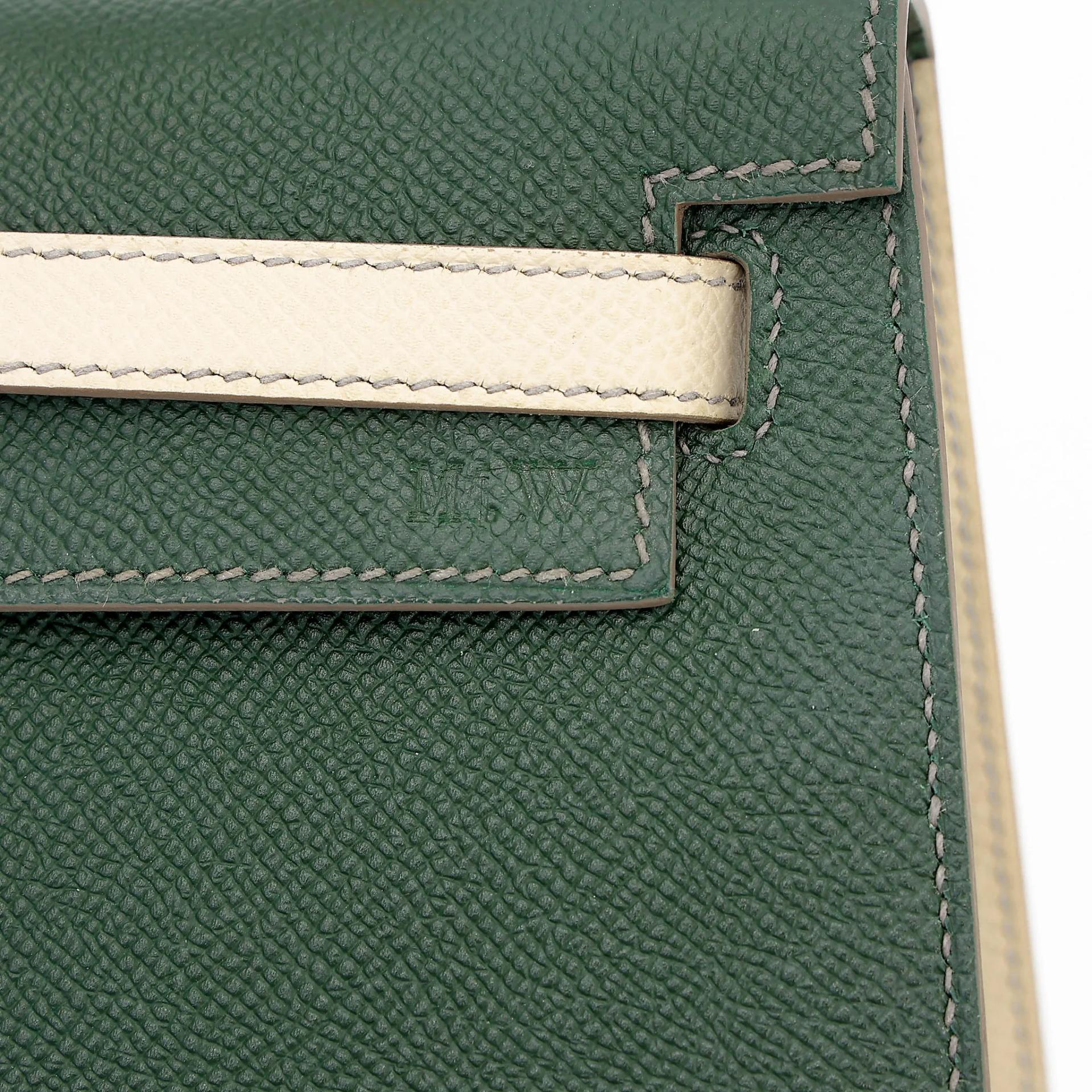 ランク A HERMÈS エルメス スペシャルオーダー ケリー25 セリエ ヴェールアングレ (2Q) クレ (10) エプソン マットゴールド金具 X刻印 (2016) - 14