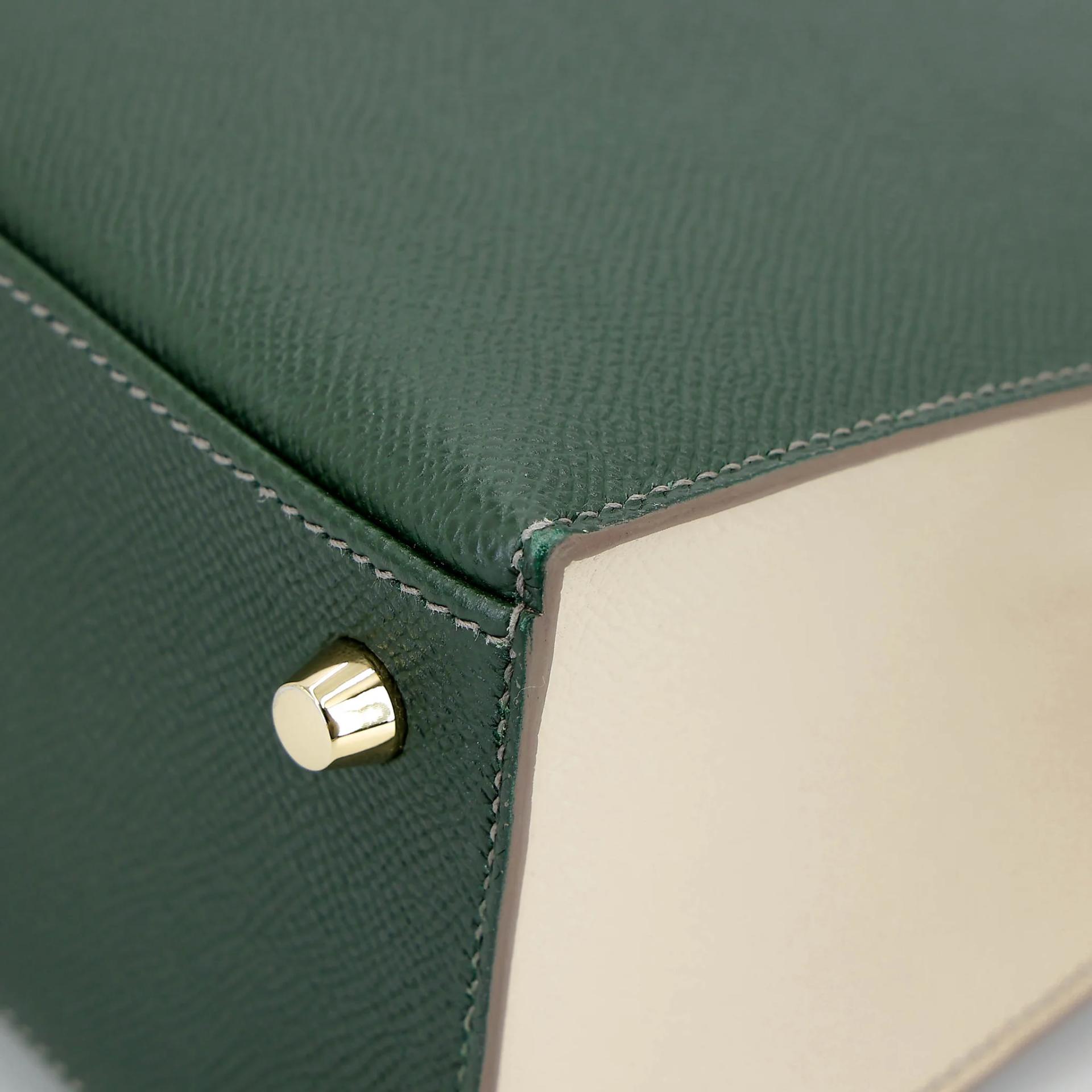 ランク A HERMÈS エルメス スペシャルオーダー ケリー25 セリエ ヴェールアングレ (2Q) クレ (10) エプソン マットゴールド金具 X刻印 (2016) - 10
