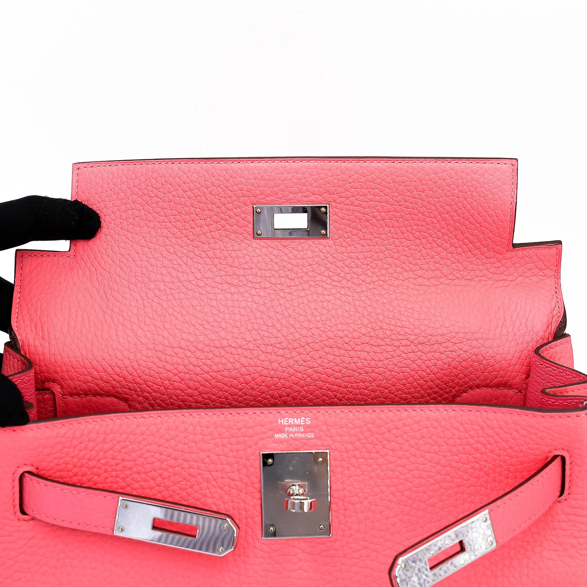 Excellent ( Rank SA ) HERMÈS Kelly 28 Rose Azalee (8W) Clemence Palladium hardware Y (2020) - 12