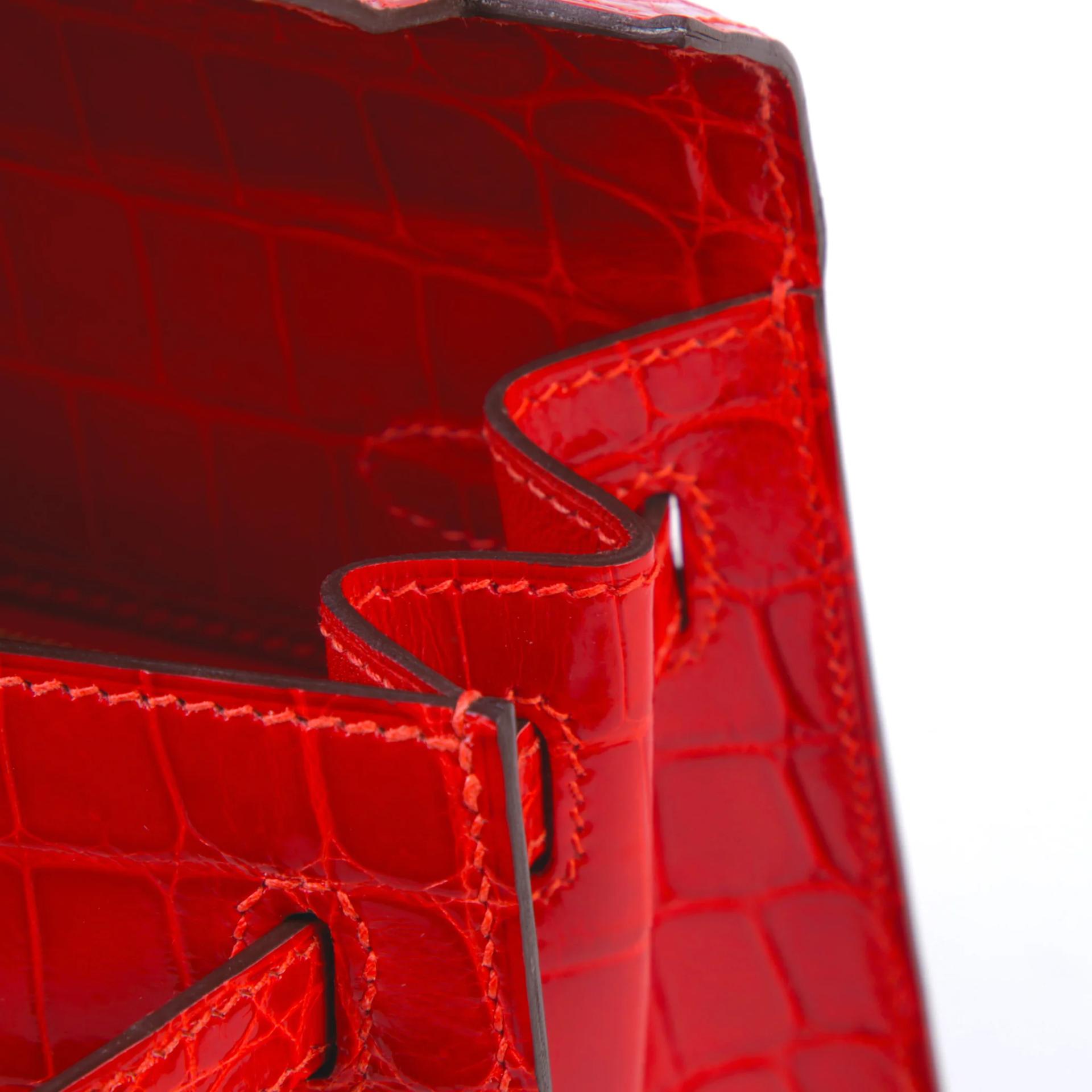 ランク SA HERMÈS エルメス ケリー25 セリエ ゼラニウム (D5) クロコダイル ニロティカス リセ ゴールド金具 U刻印 (2022) - 11