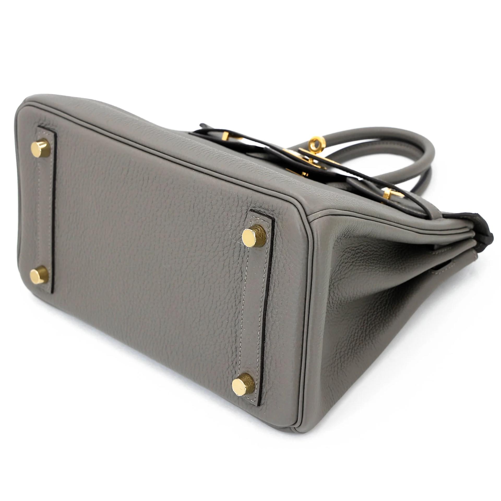 Excellent ( Rank SA ) HERMÈS Birkin 25 Gris Meyer (0L) Togo Gold hardware B (2023) - 4