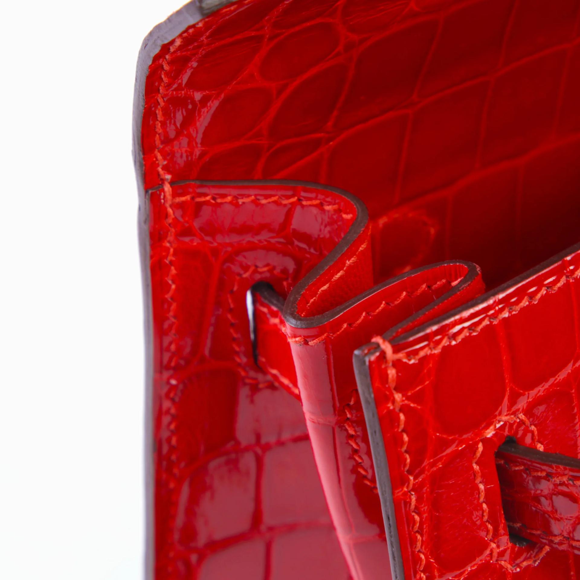 ランク SA HERMÈS エルメス ケリー25 セリエ ゼラニウム (D5) クロコダイル ニロティカス リセ ゴールド金具 U刻印 (2022) - 12