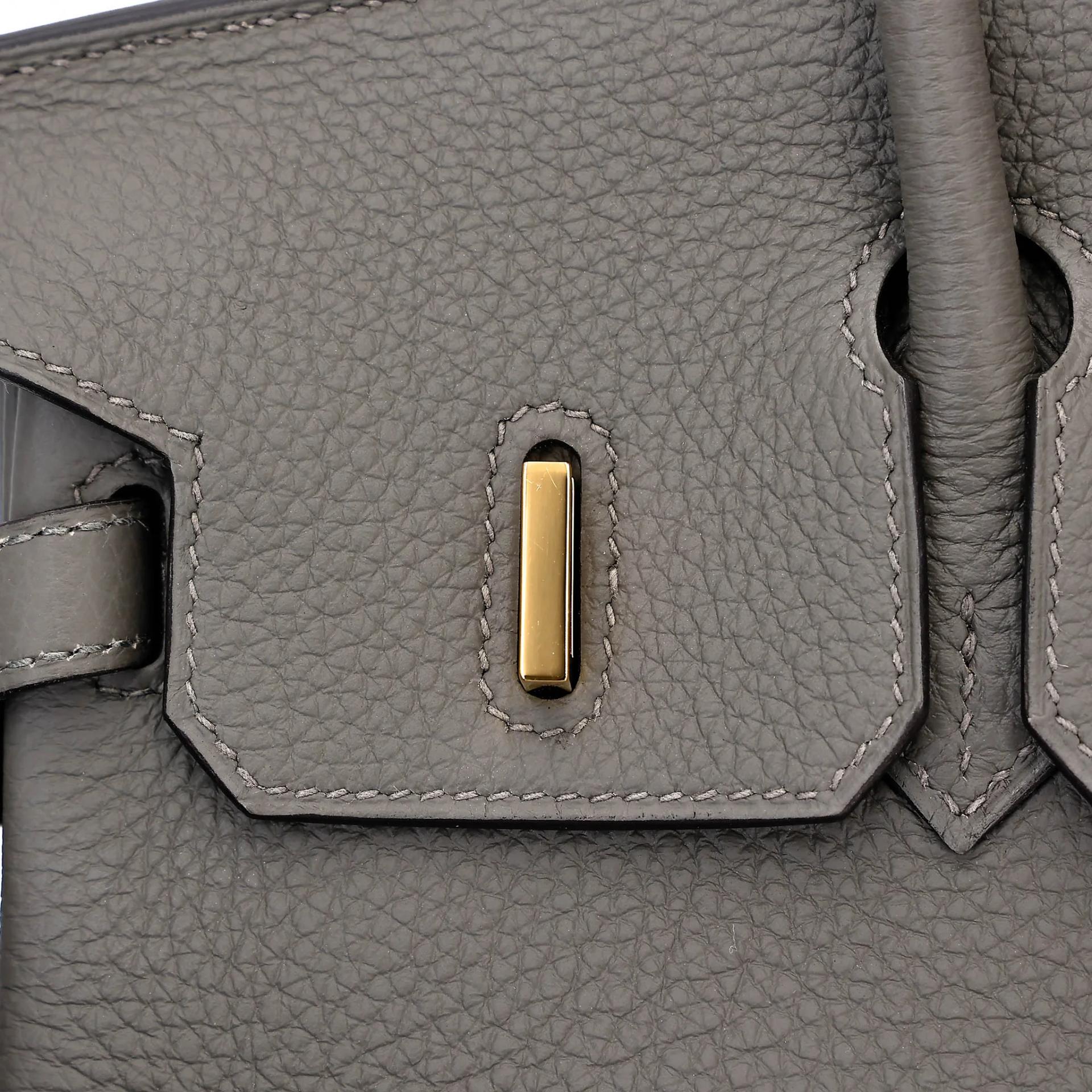 Excellent ( Rank SA ) HERMÈS Birkin 25 Gris Meyer (0L) Togo Gold hardware B (2023) - 10
