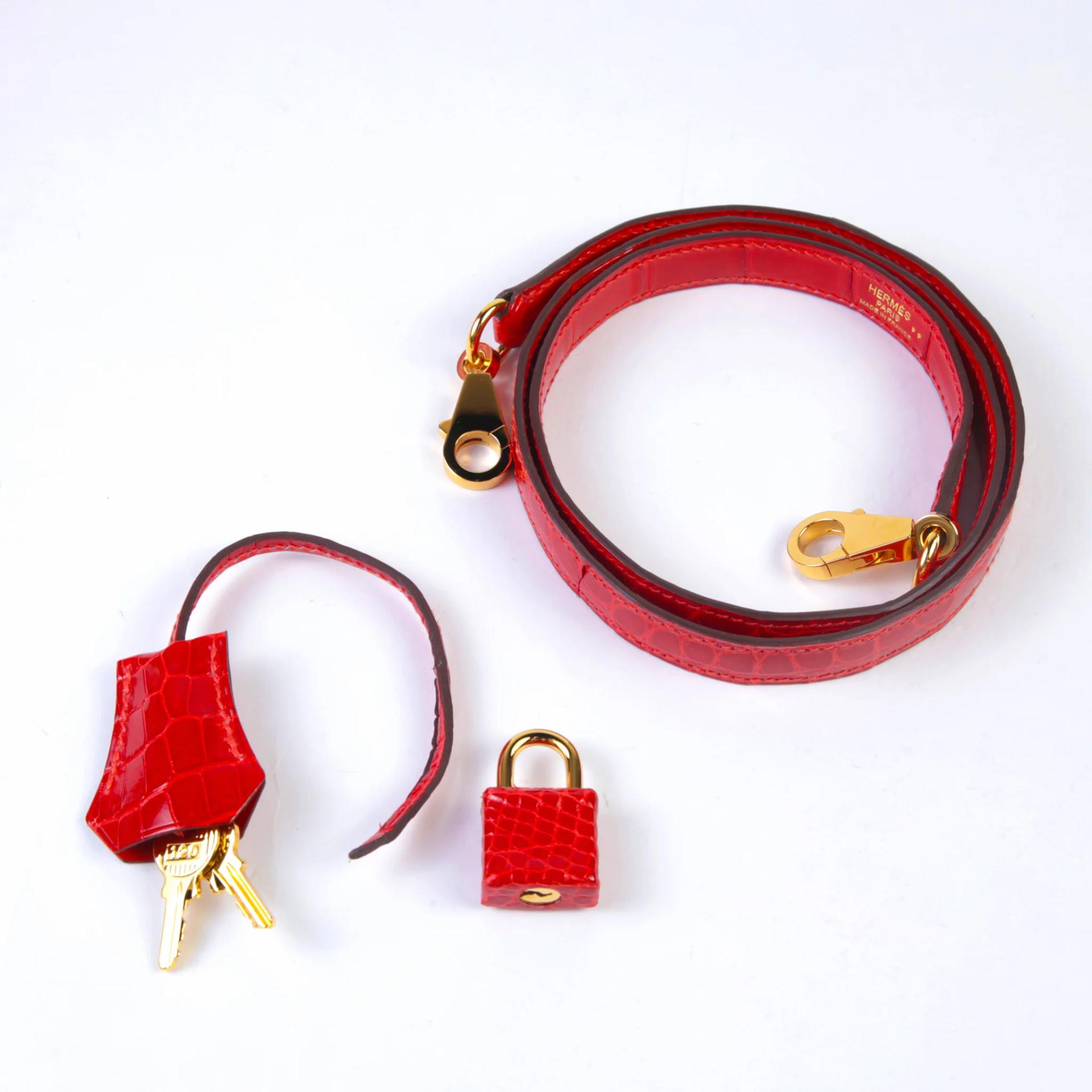 ランク SA HERMÈS エルメス ケリー25 セリエ ゼラニウム (D5) クロコダイル ニロティカス リセ ゴールド金具 U刻印 (2022) - 14