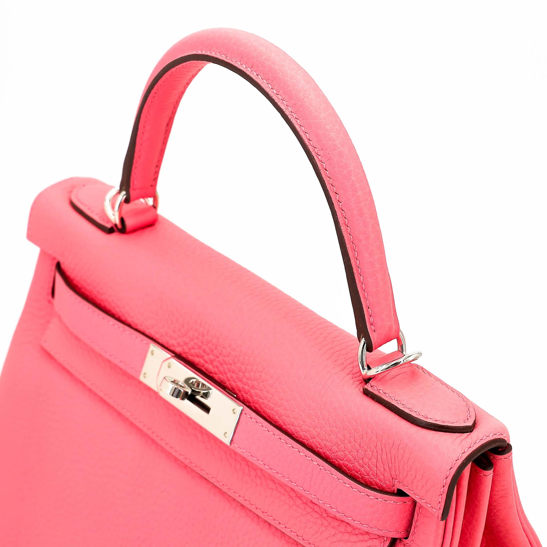 Excellent ( Rank SA ) HERMÈS Kelly 28 Rose Azalee (8W) Clemence Palladium hardware Y (2020) - 3