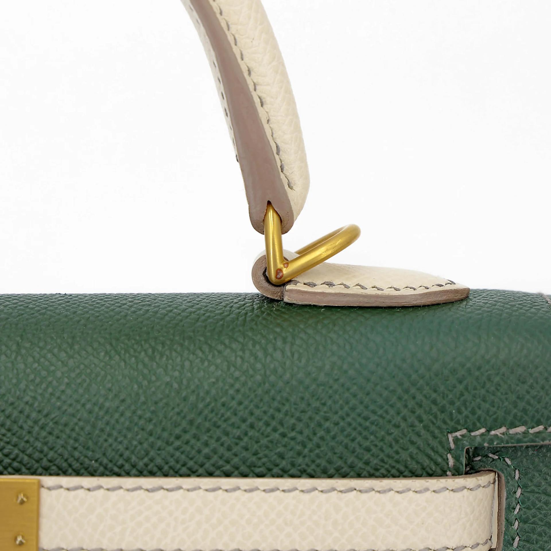 ランク A HERMÈS エルメス スペシャルオーダー ケリー25 セリエ ヴェールアングレ (2Q) クレ (10) エプソン マットゴールド金具 X刻印 (2016) - 17