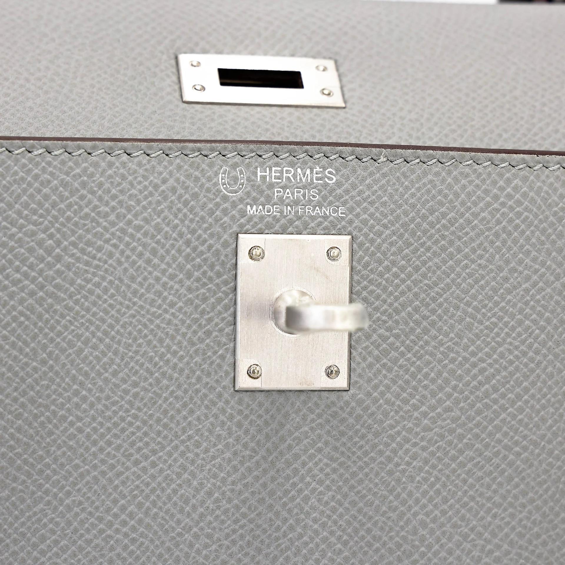ランク NS 未使用品 HERMÈS エルメス ケリー25 セリエ グリムエット (4Z) エタン (8F) エプソン マットシルバー金具 A刻印 (2017) - 13