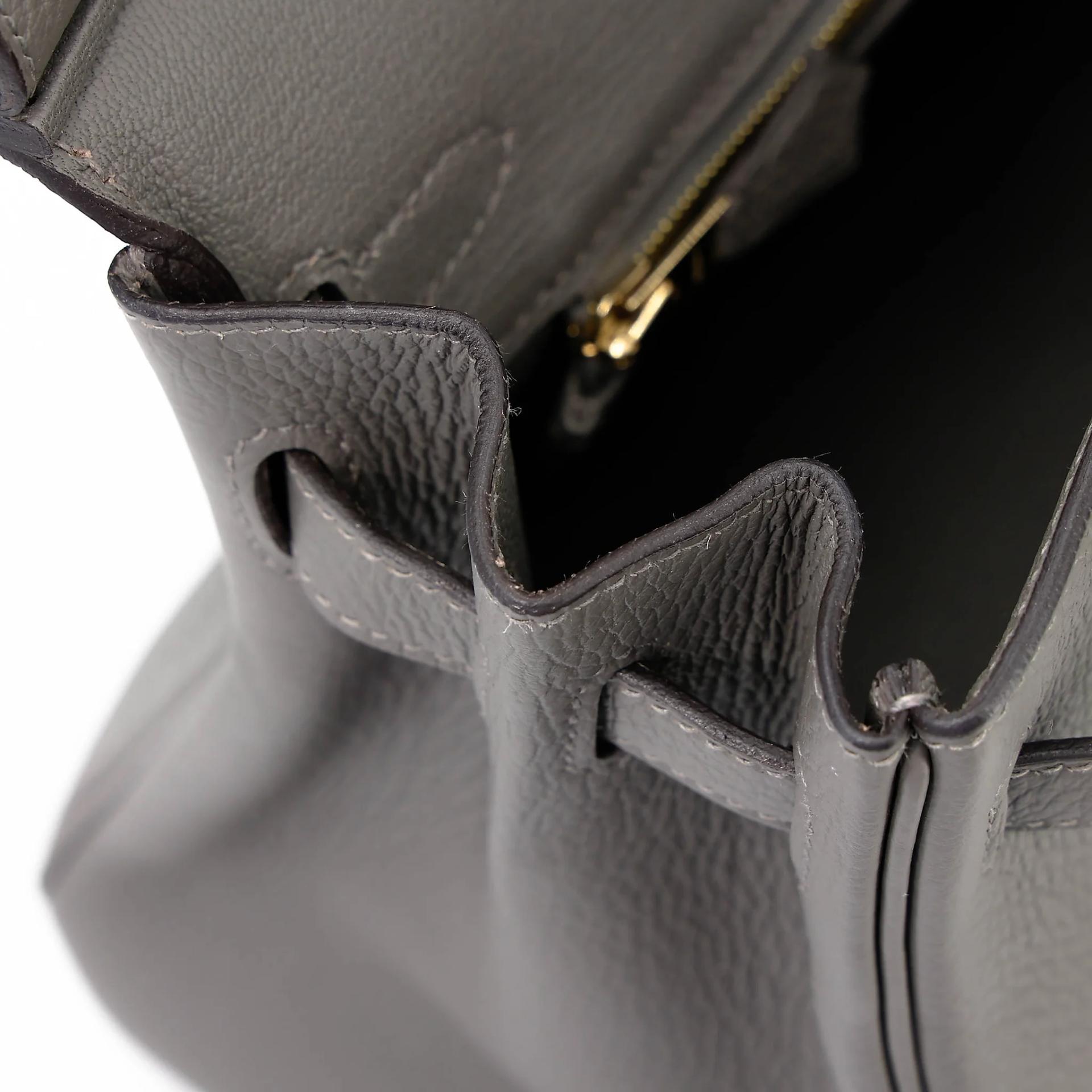 Excellent ( Rank SA ) HERMÈS Birkin 25 Gris Meyer (0L) Togo Gold hardware B (2023) - 15