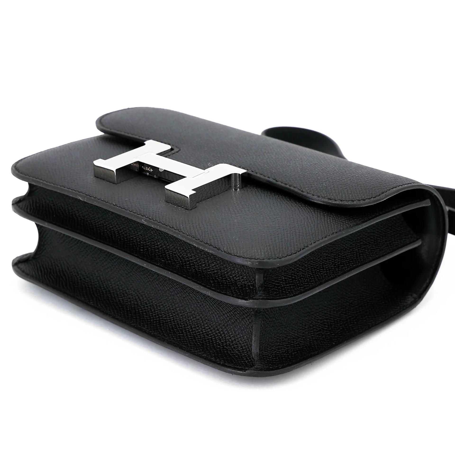 Brand New ( Rank N ) HERMÈS Constance Mini 19 Mirror Noir (89) Epsom Palladium hardware G (2026) - 4