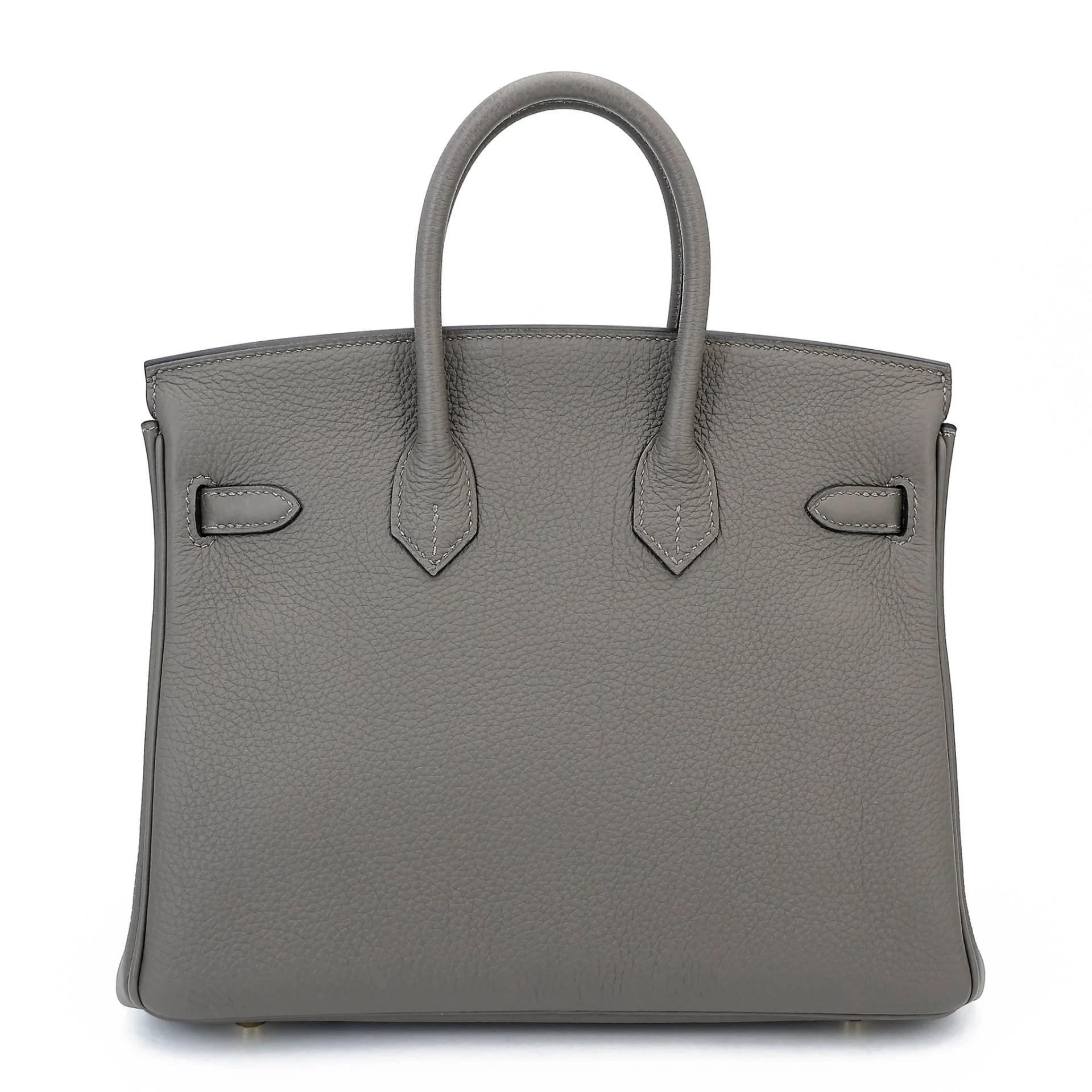 Excellent ( Rank SA ) HERMÈS Birkin 25 Gris Meyer (0L) Togo Gold hardware B (2023) - 2