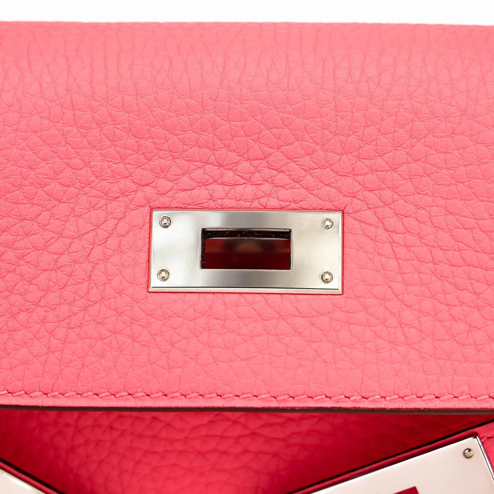 Excellent ( Rank SA ) HERMÈS Kelly 28 Rose Azalee (8W) Clemence Palladium hardware Y (2020) - 10