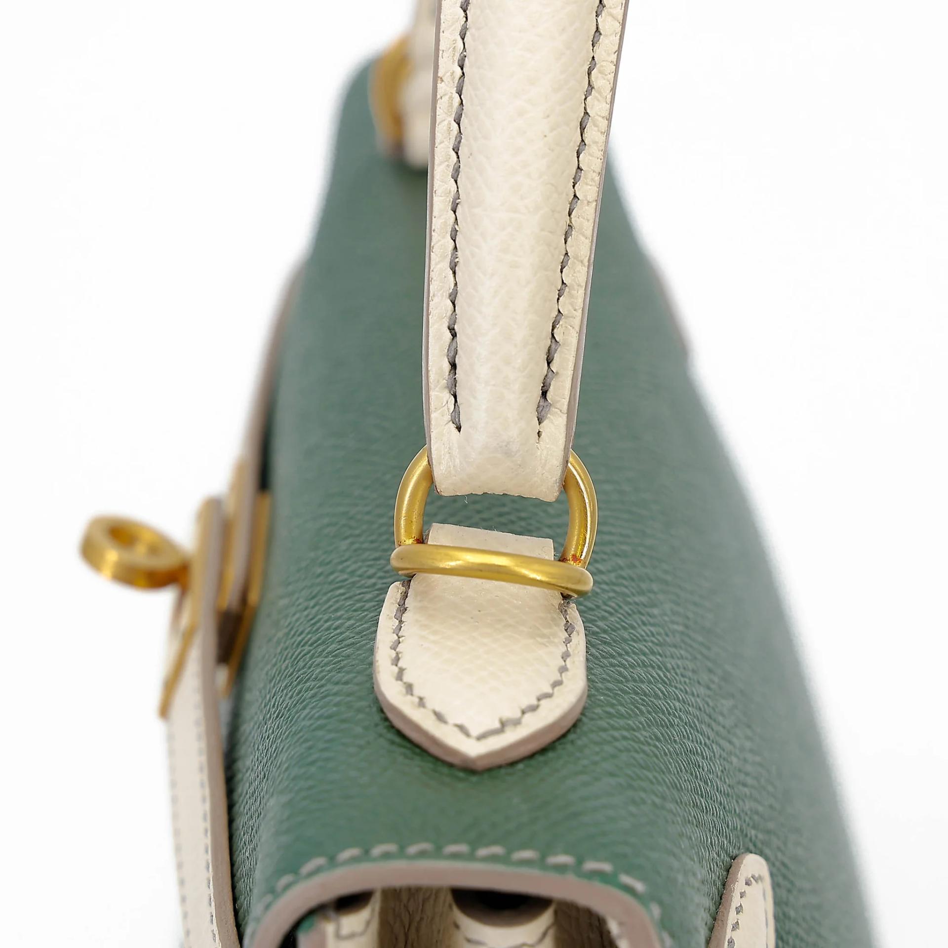 ランク A HERMÈS エルメス スペシャルオーダー ケリー25 セリエ ヴェールアングレ (2Q) クレ (10) エプソン マットゴールド金具 X刻印 (2016) - 15