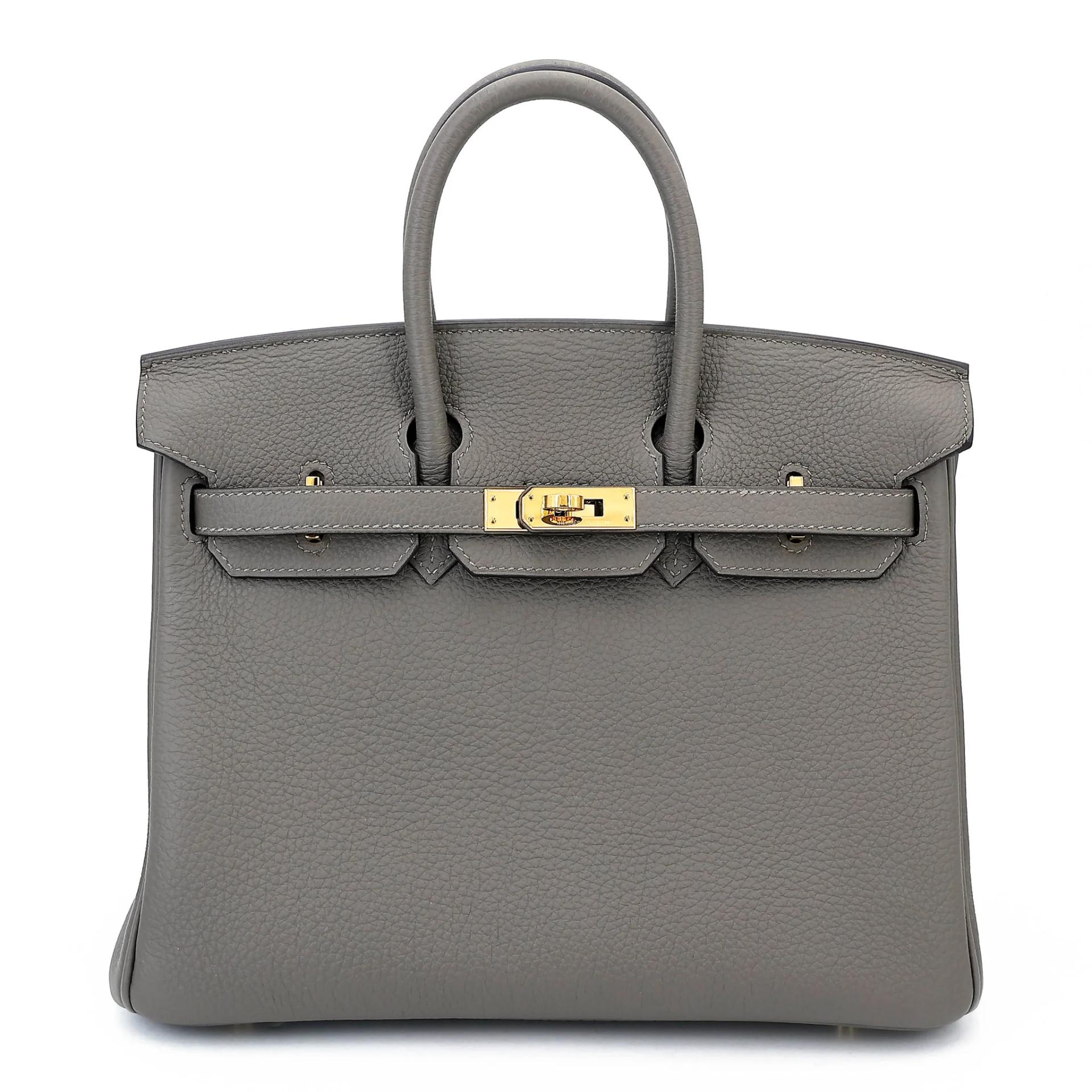 Excellent ( Rank SA ) HERMÈS Birkin 25 Gris Meyer (0L) Togo Gold hardware B (2023) - 1