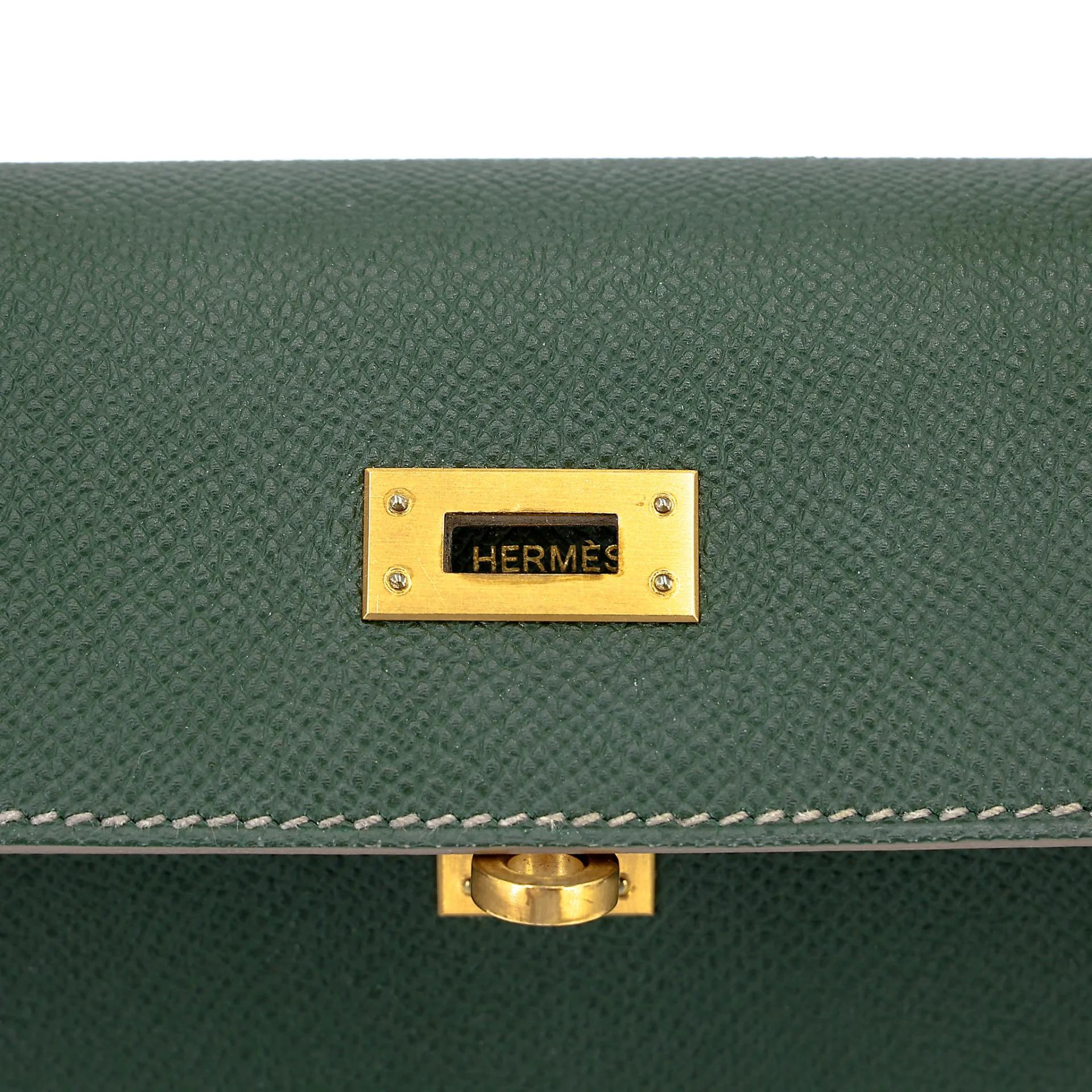 ランク A HERMÈS エルメス スペシャルオーダー ケリー25 セリエ ヴェールアングレ (2Q) クレ (10) エプソン マットゴールド金具 X刻印 (2016) - 20