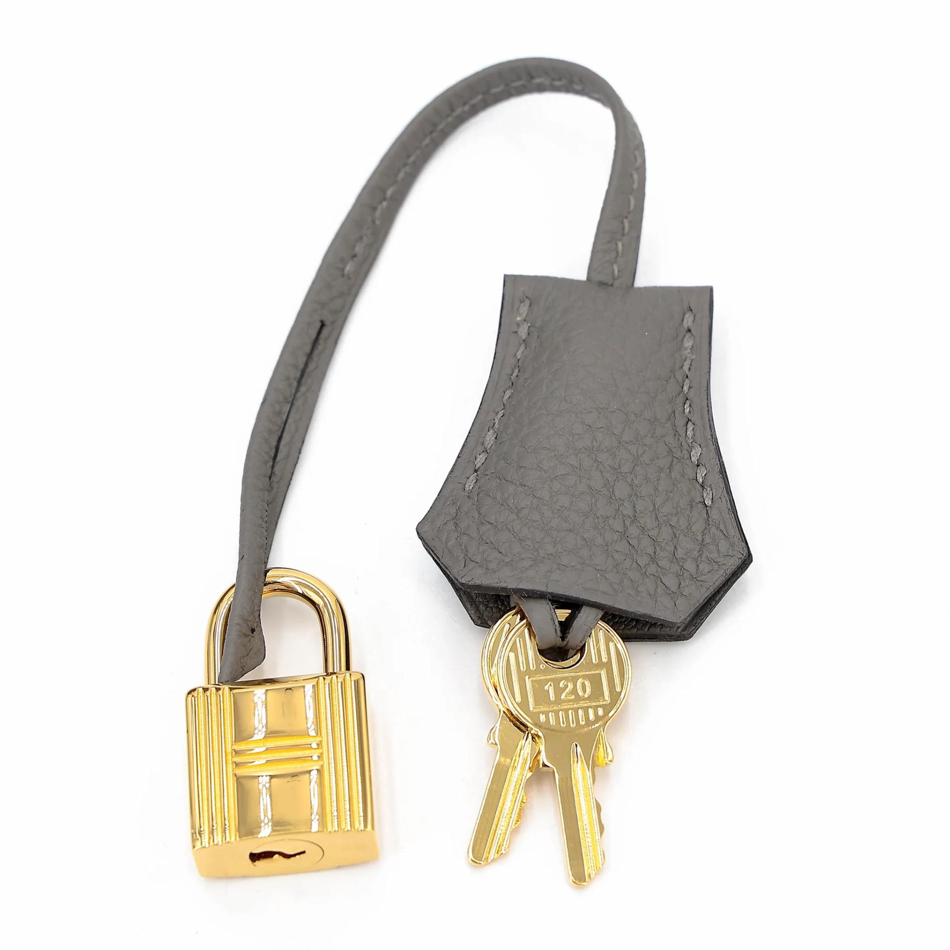 Excellent ( Rank SA ) HERMÈS Birkin 25 Gris Meyer (0L) Togo Gold hardware B (2023) - 18