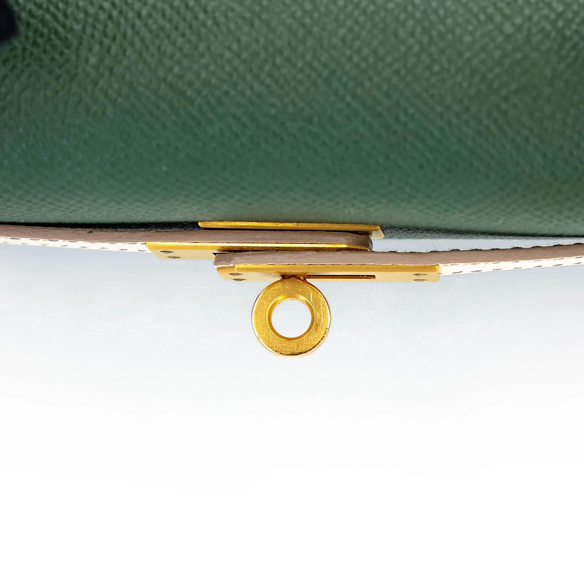 ランク A HERMÈS エルメス スペシャルオーダー ケリー25 セリエ ヴェールアングレ (2Q) クレ (10) エプソン マットゴールド金具 X刻印 (2016) - 19