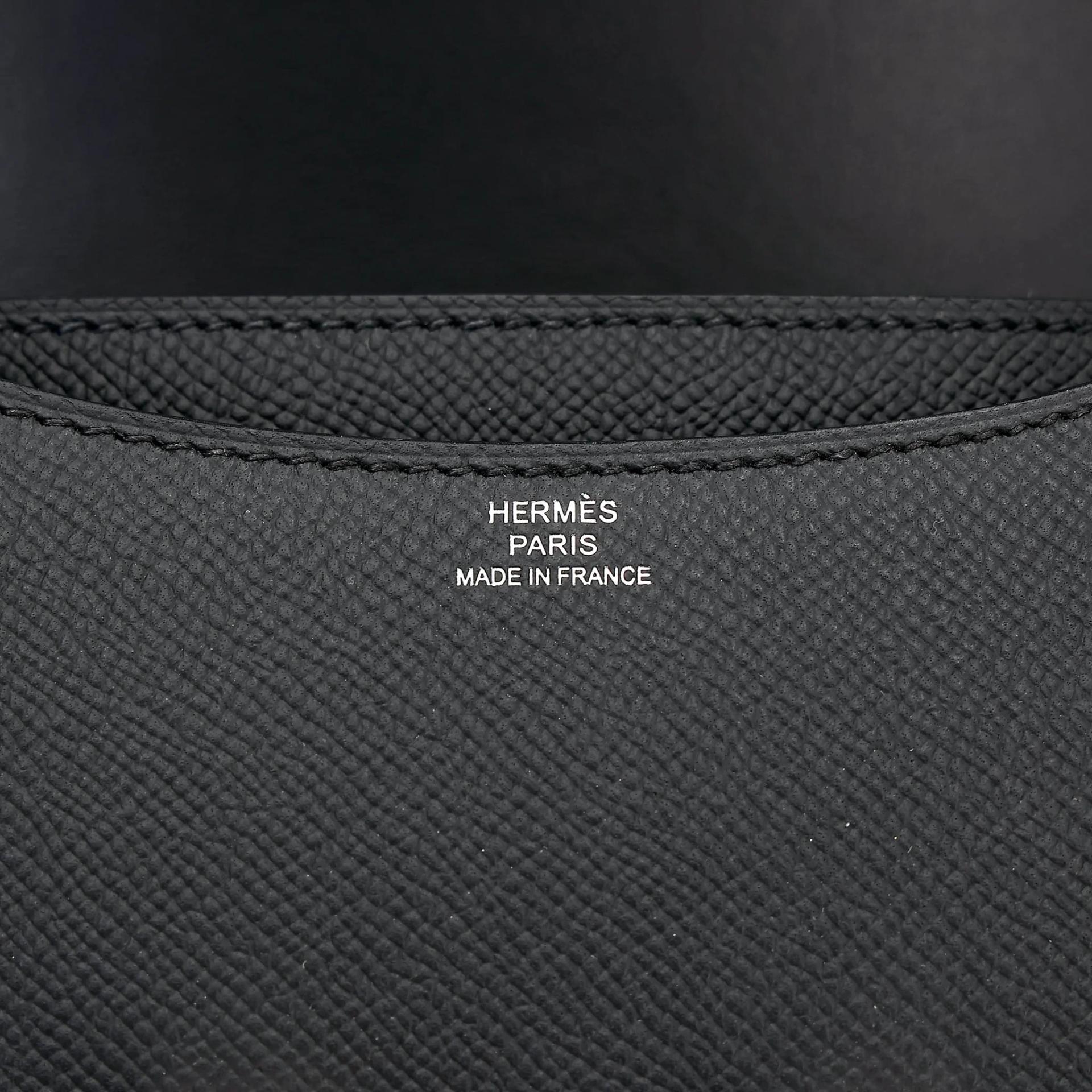 Brand New ( Rank N ) HERMÈS Constance Mini 19 Mirror Noir (89) Epsom Palladium hardware G (2026) - 12