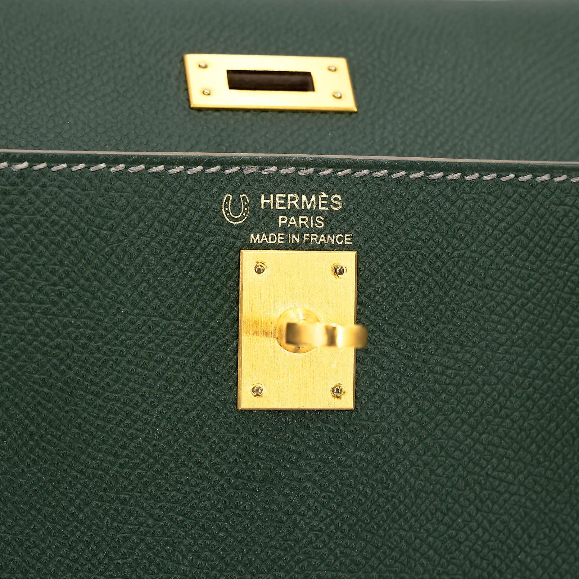ランク A HERMÈS エルメス スペシャルオーダー ケリー25 セリエ ヴェールアングレ (2Q) クレ (10) エプソン マットゴールド金具 X刻印 (2016) - 23